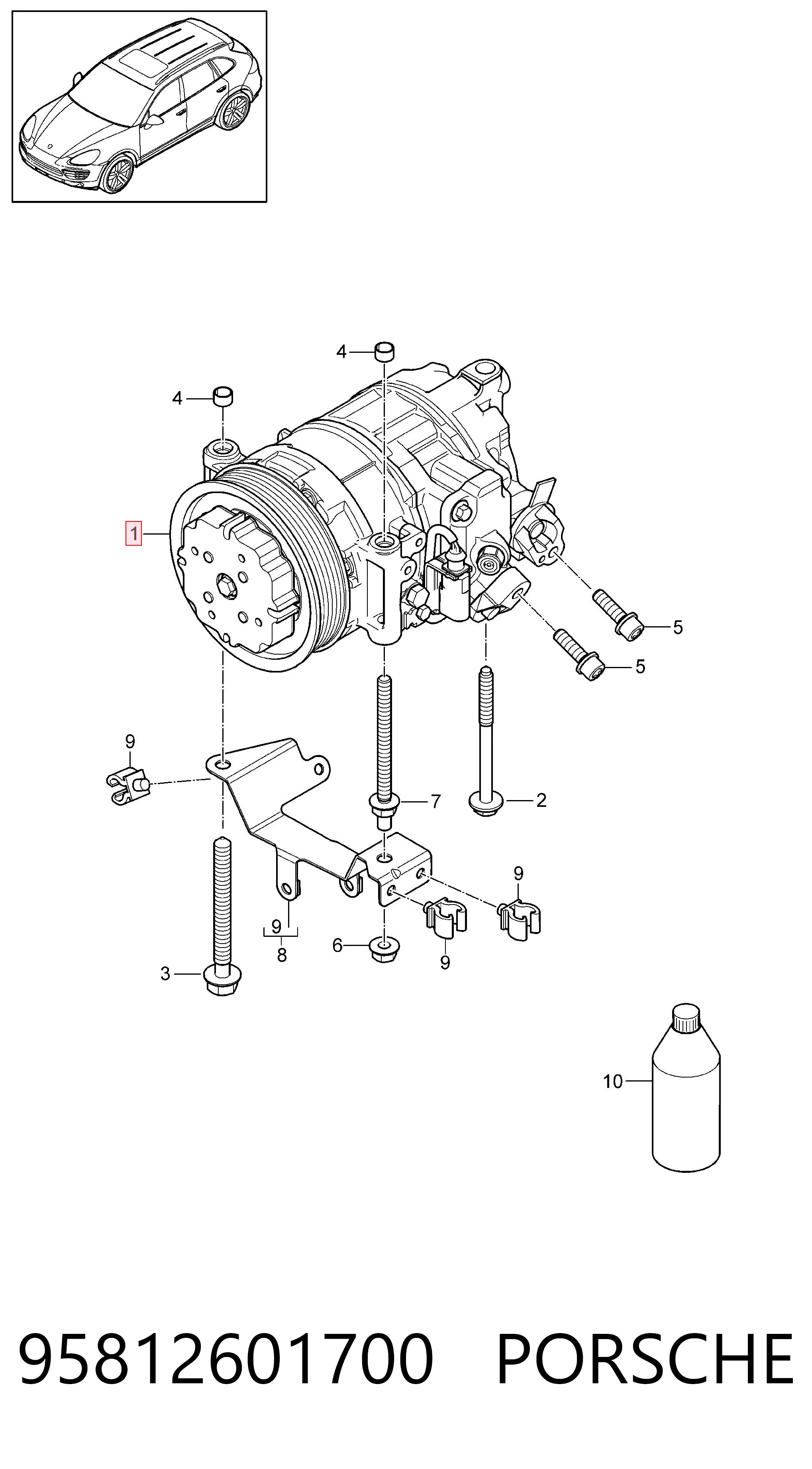 95812601700 Porsche Компрессор хладагента