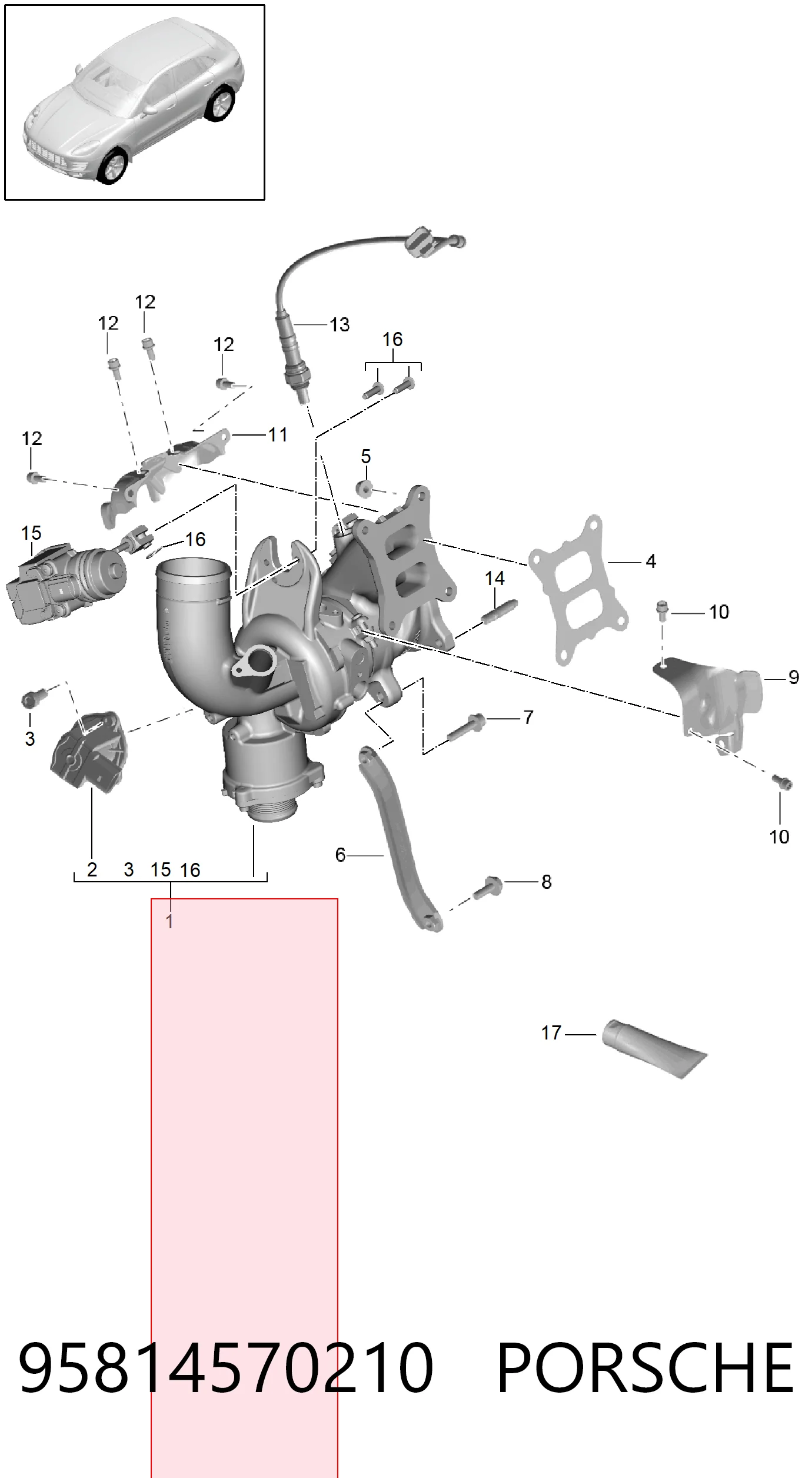 95814570210 Porsche Турбонаддув