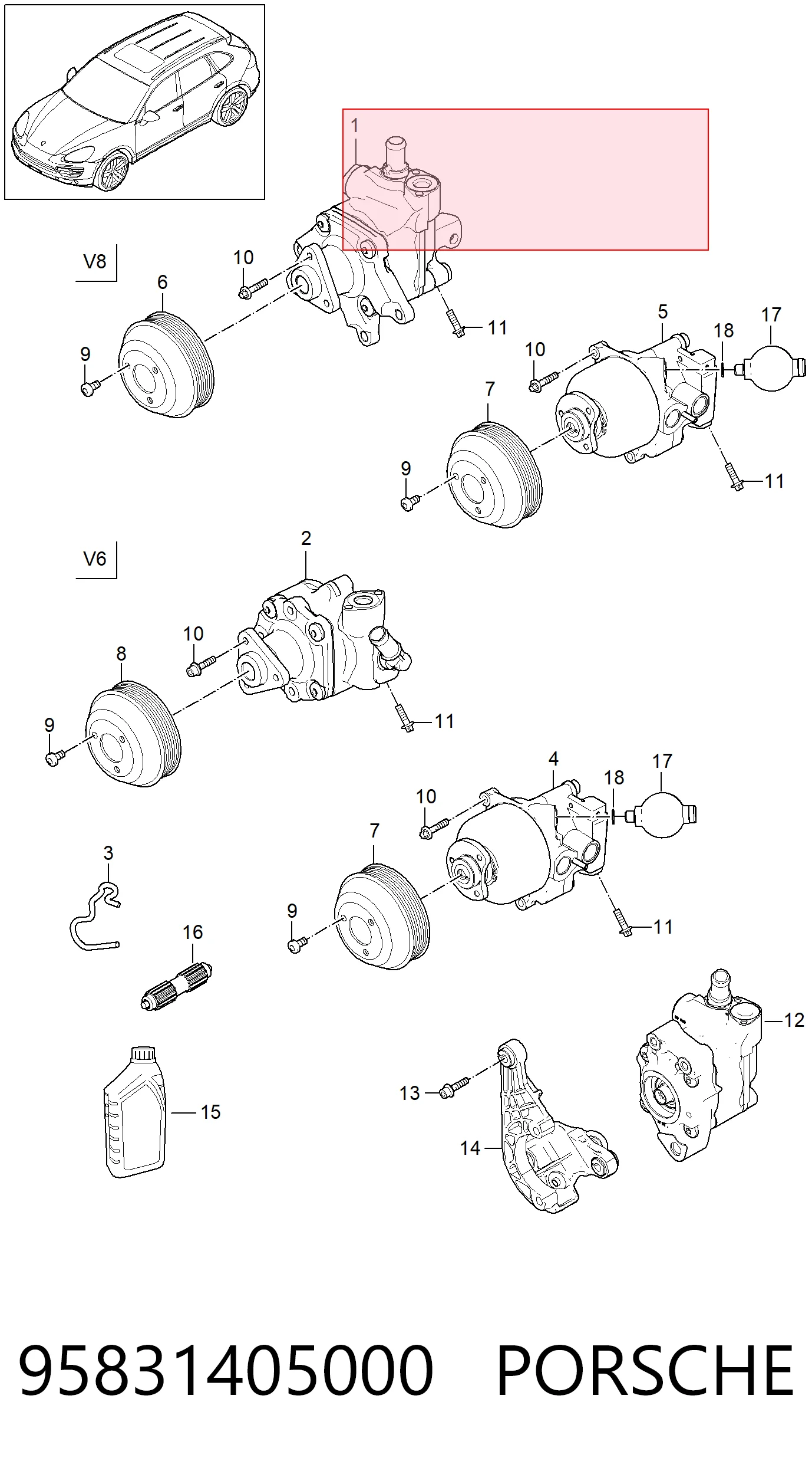 95831405000 Porsche ГУР руля