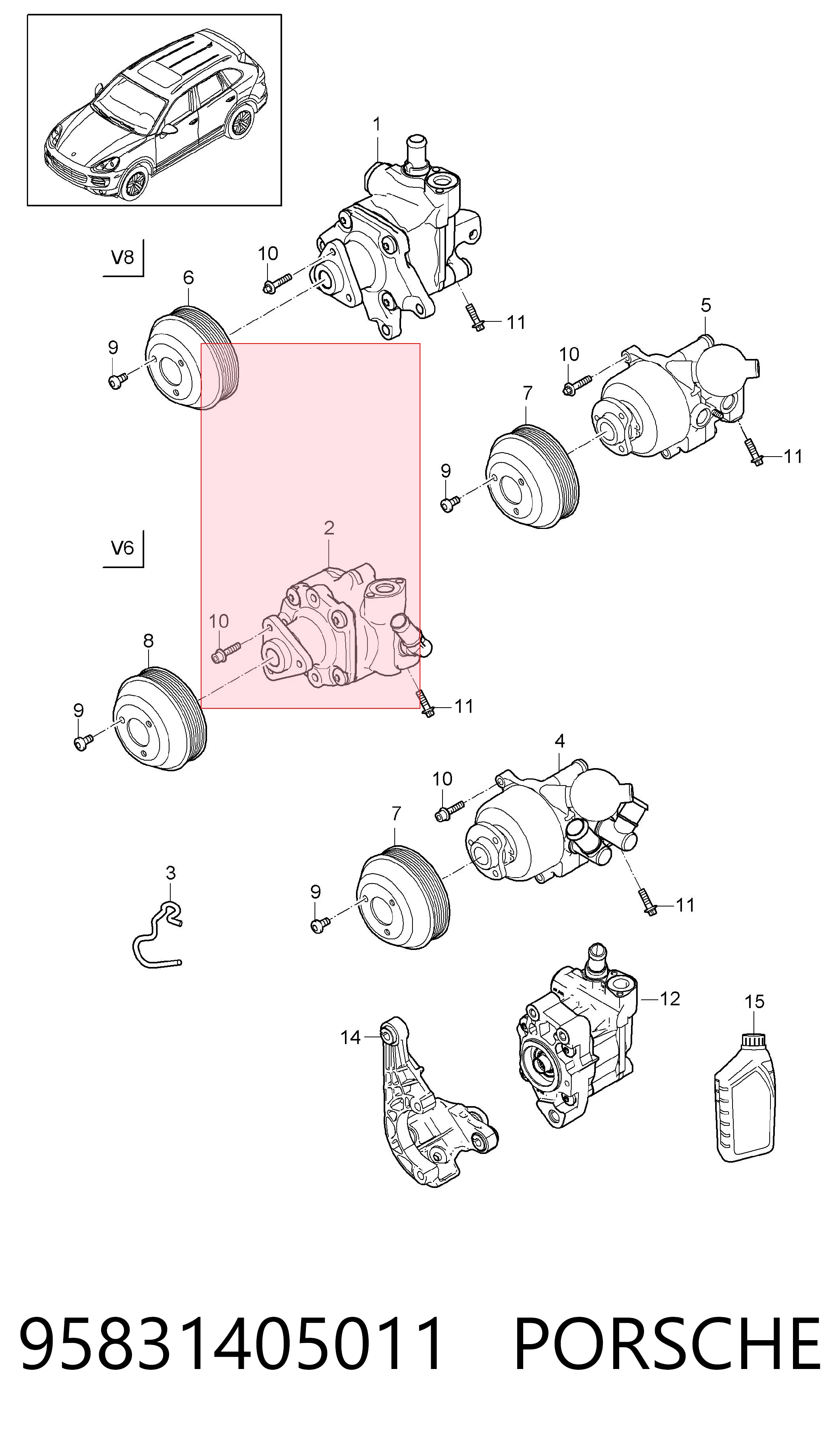 95831405011 Porsche ГУР руля