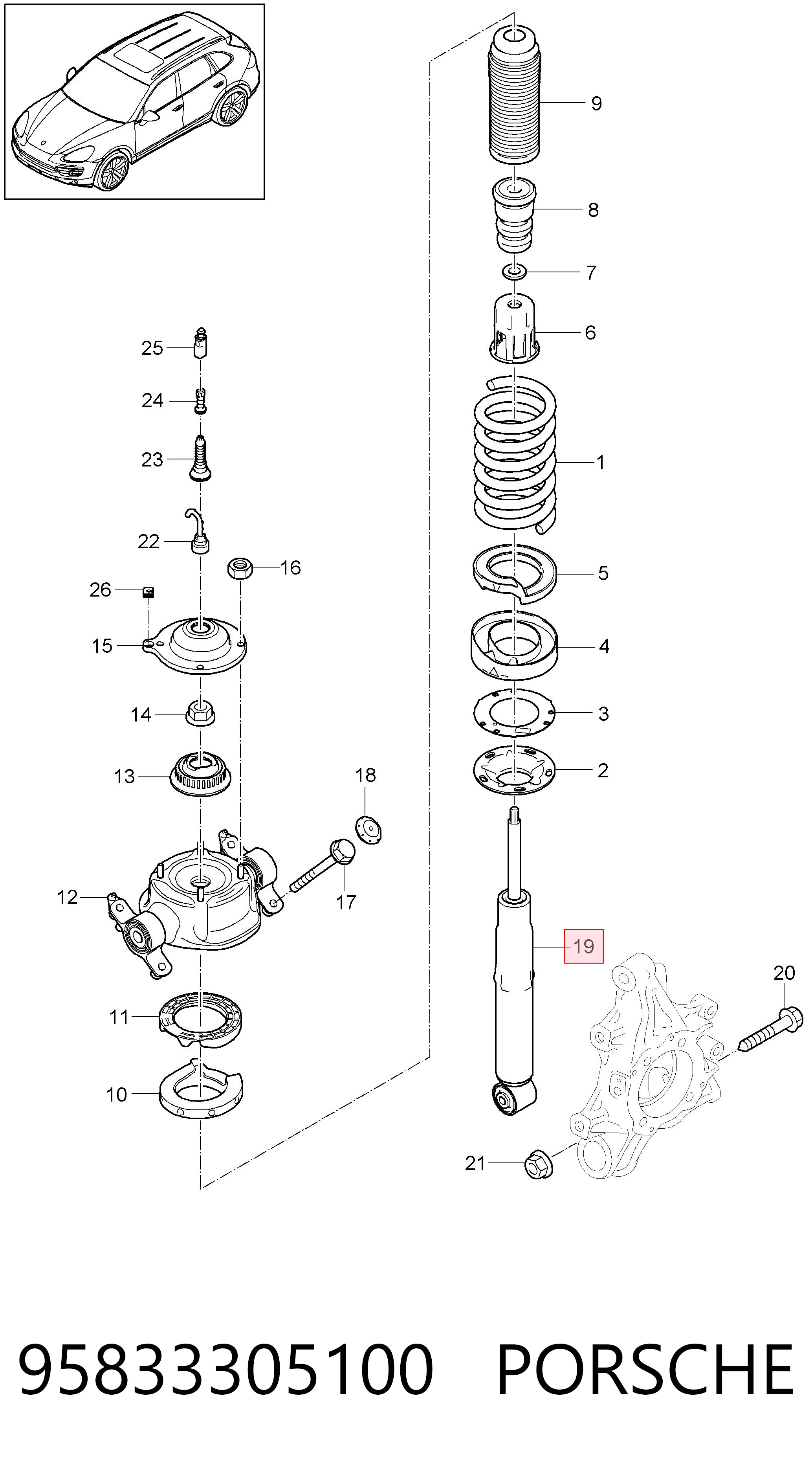 95833305100 Porsche Амортизаторы задние