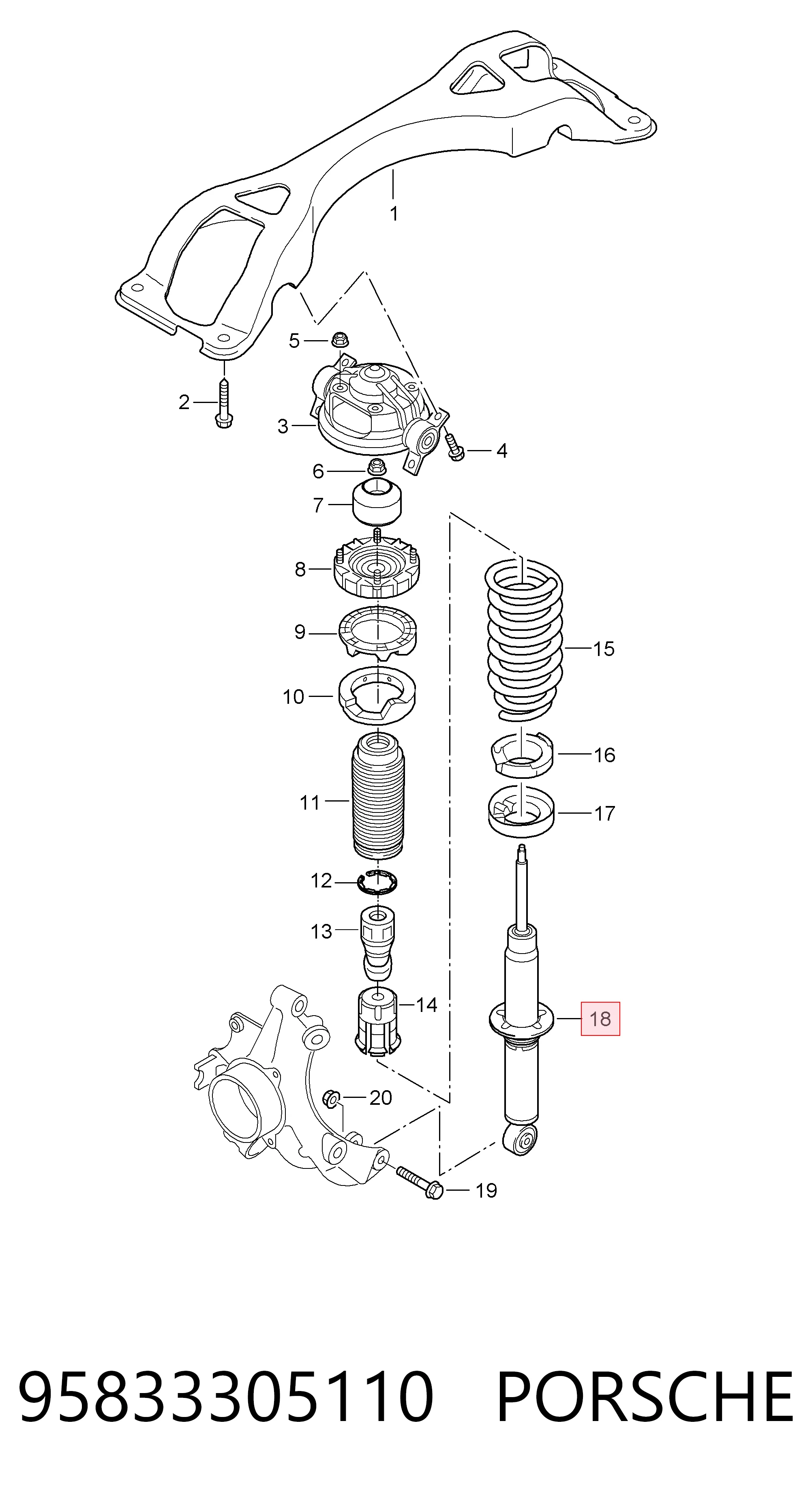 95833305110 Porsche Амортизаторы задние