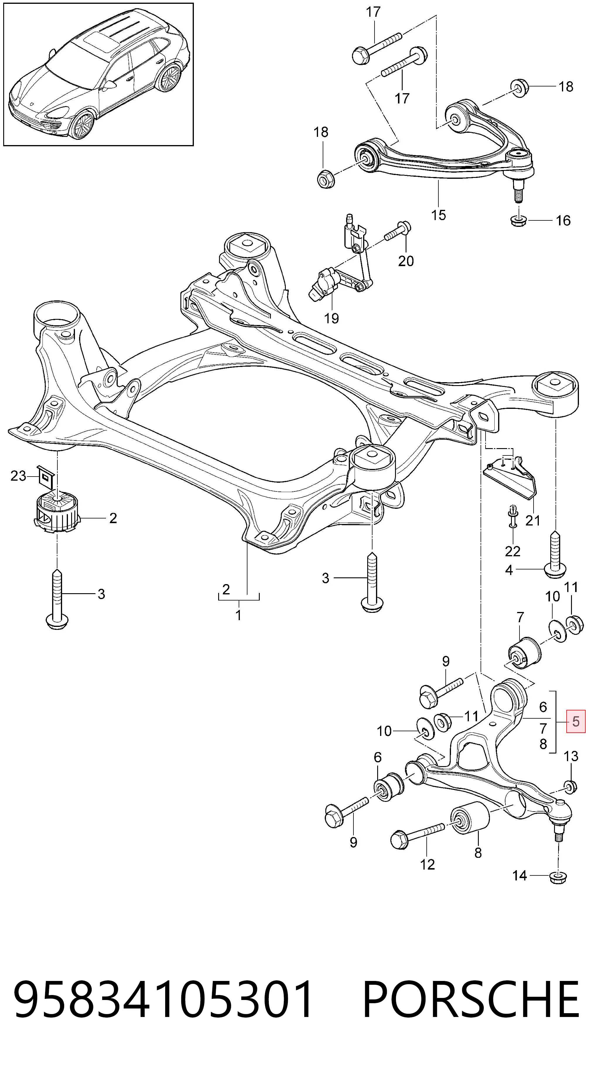 95834105301 Porsche Рычаг передней подвески нижний левый