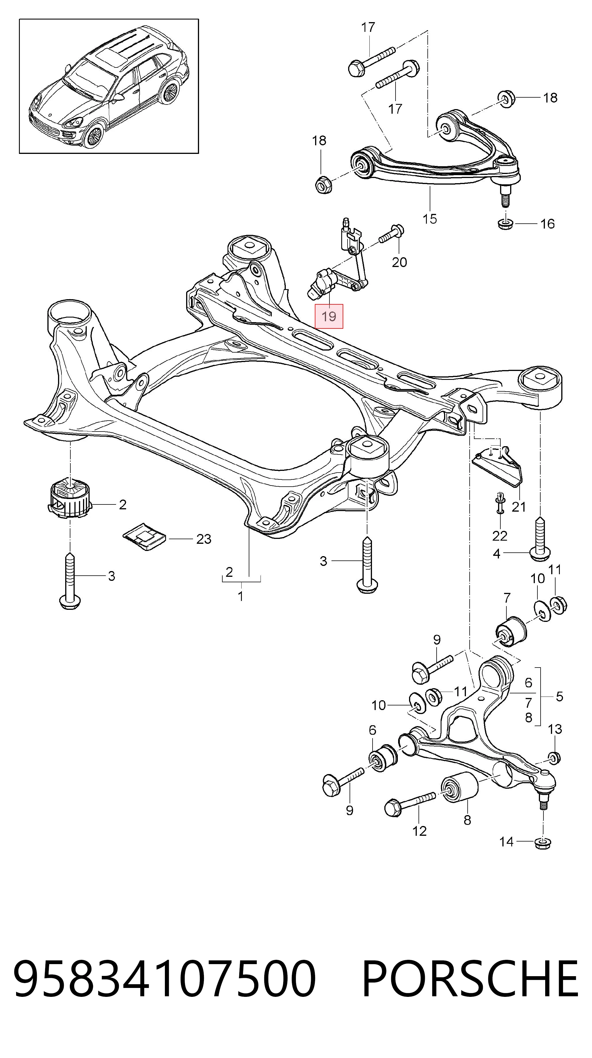 95834107500 Porsche Датчик уровня кузова, передний