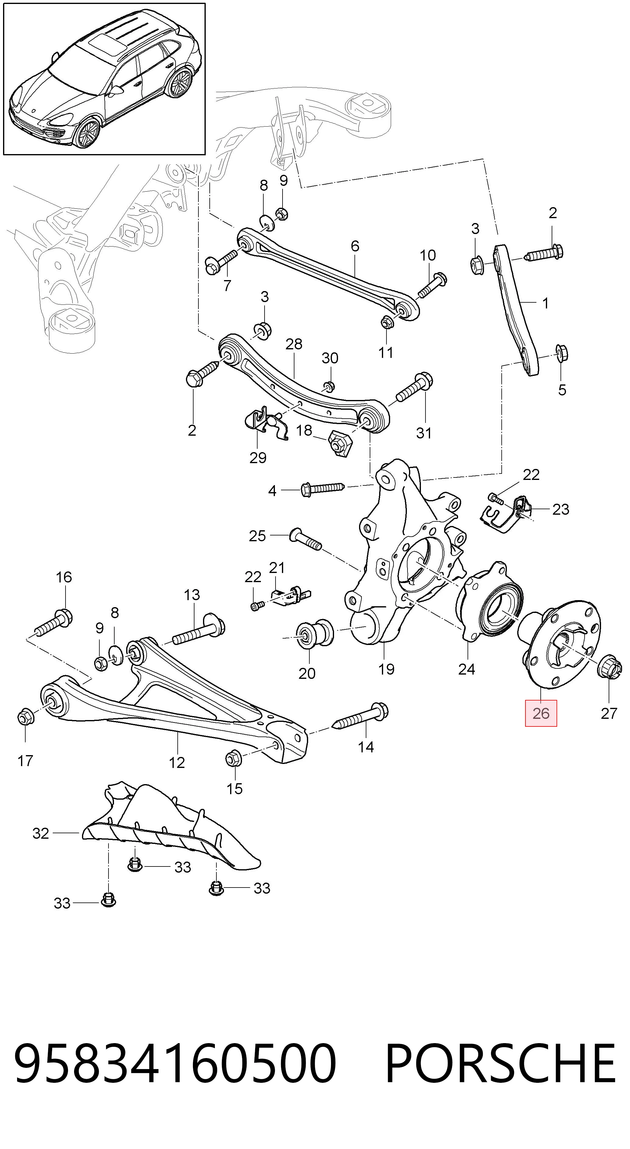 95834160500 Porsche Ступица колеса передняя