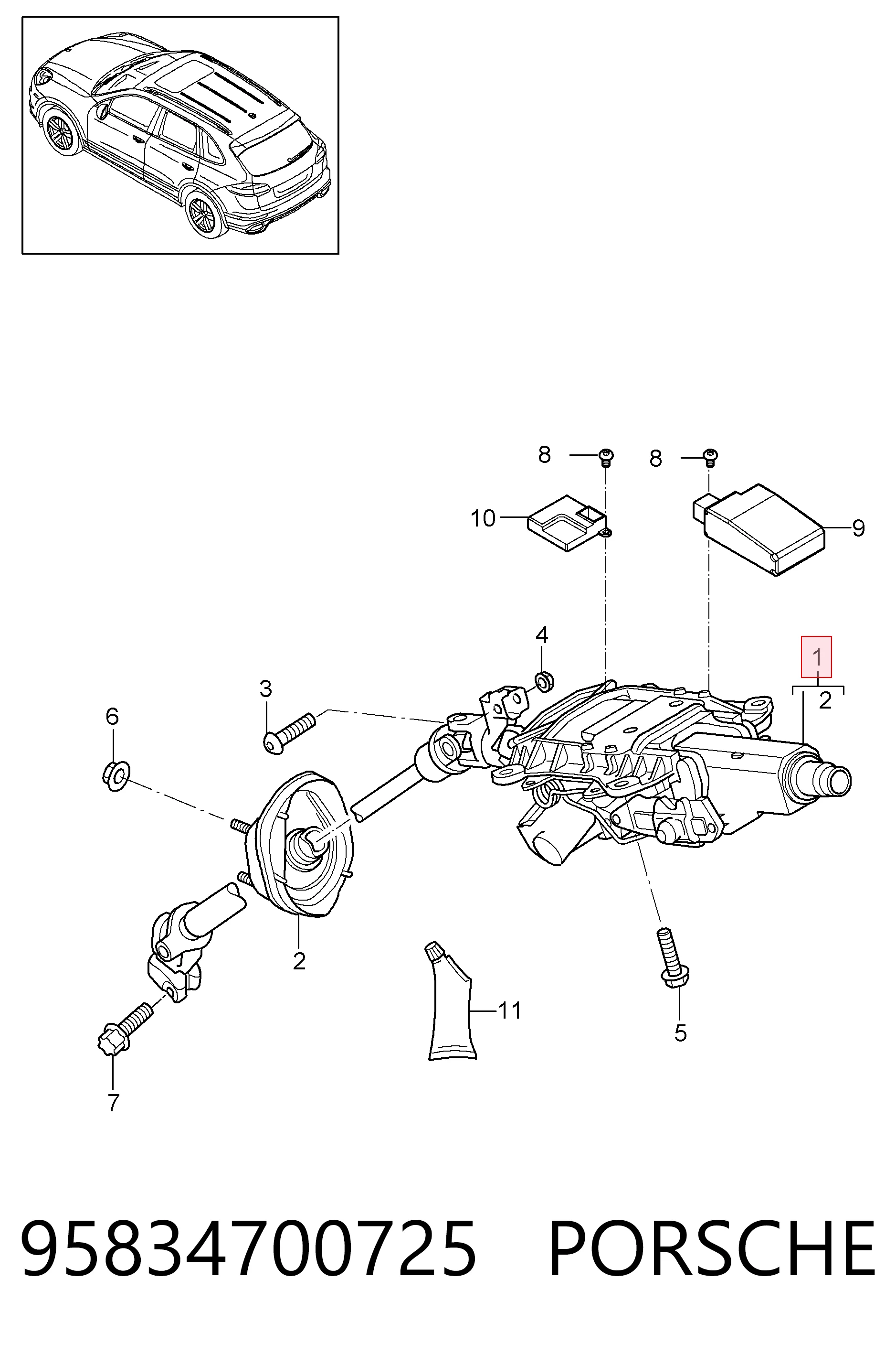 Рулевая колонка Porsche Cayenne II внедорожник (92A) (2010 - 2026) цена, от 114.67 USD