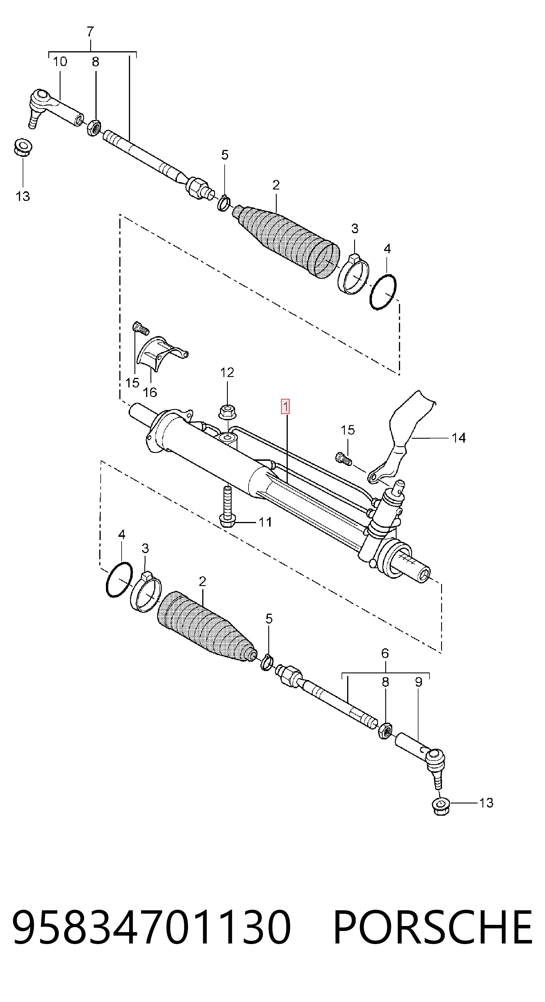 95834701130 Porsche Управление рулевое в сборе