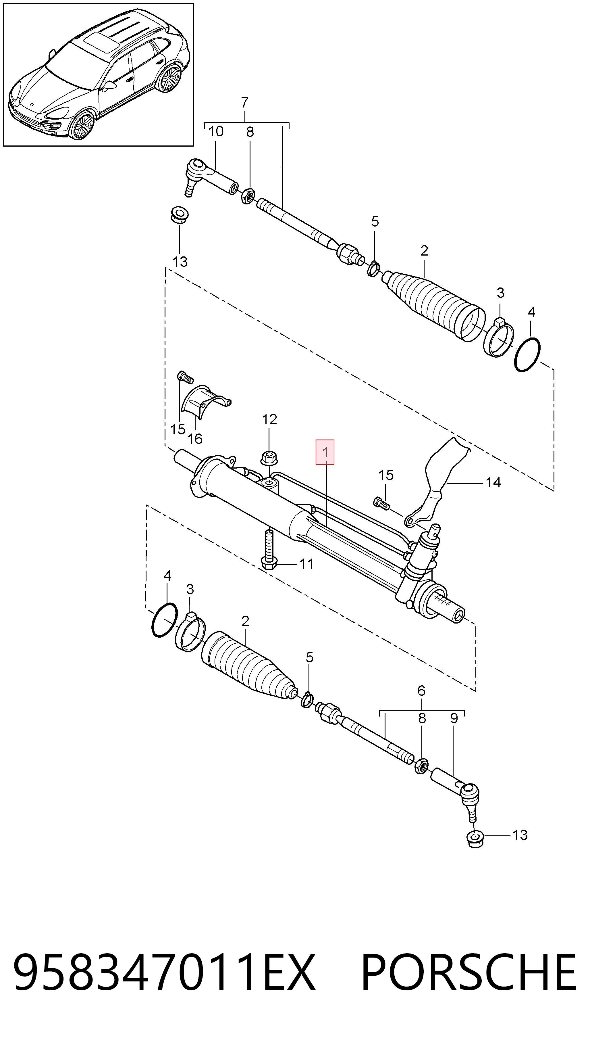 958347011EX Porsche Управление рулевое в сборе