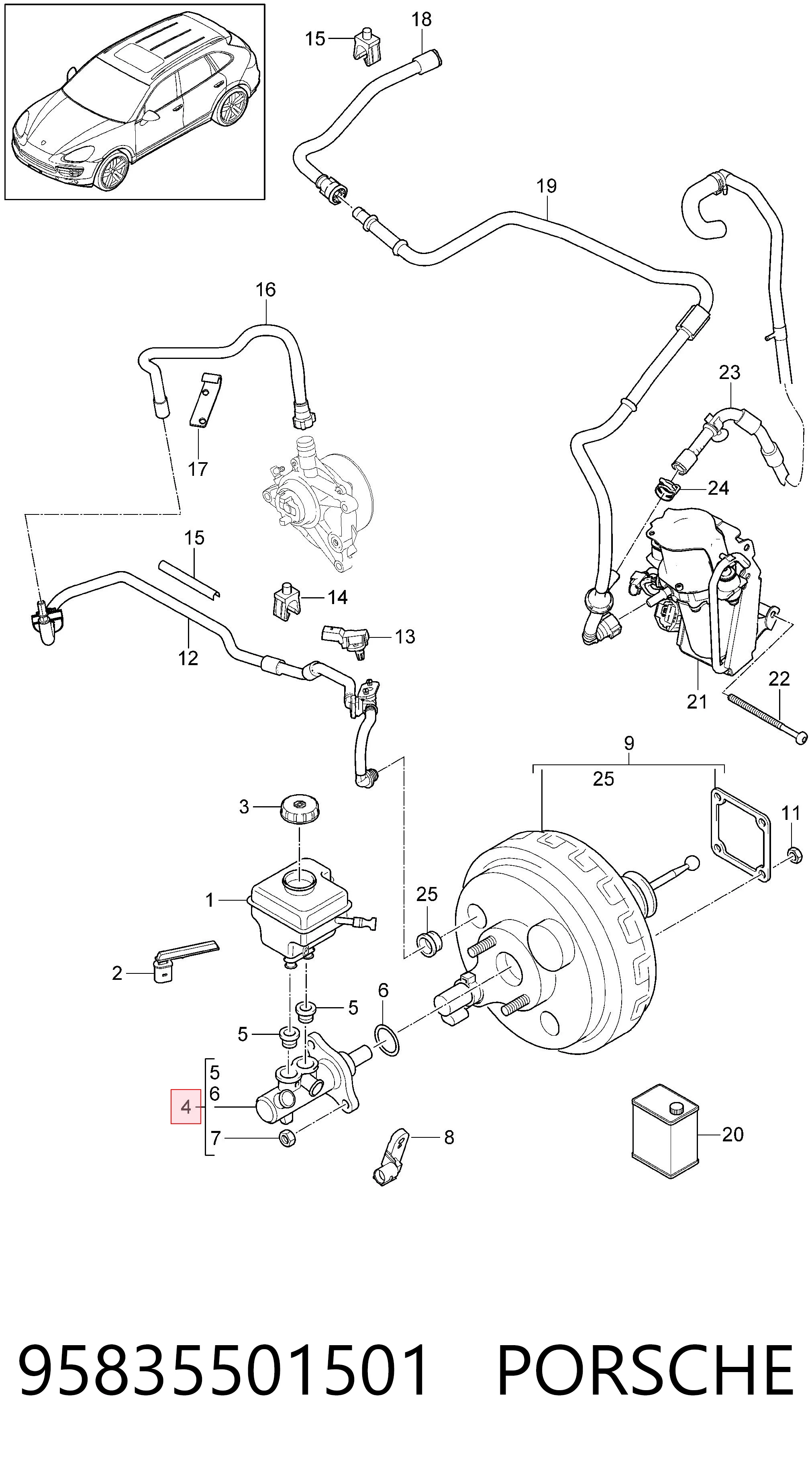 95835501501 Porsche Цилиндр тормозной, главный