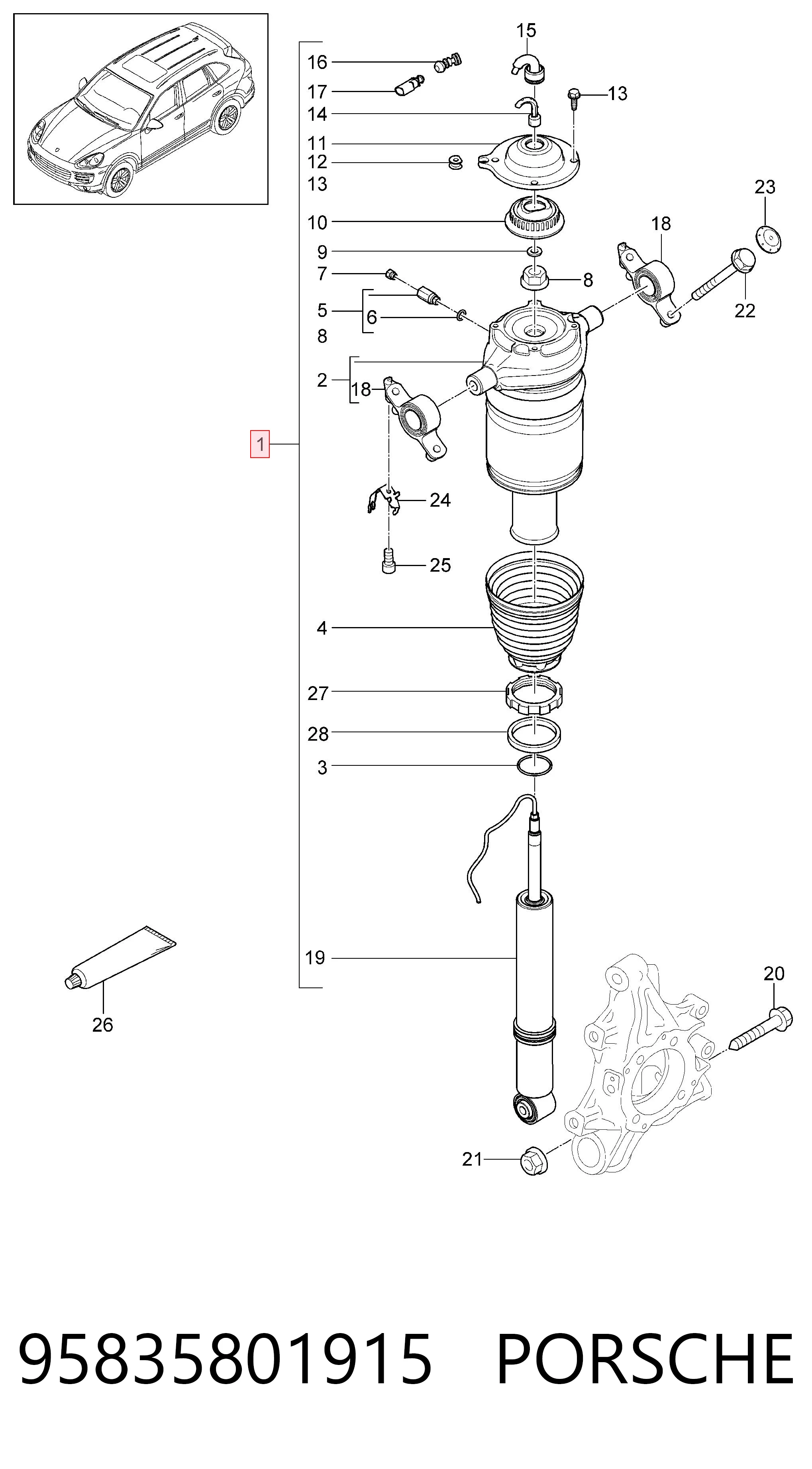 95835801915 Porsche Стойка передняя