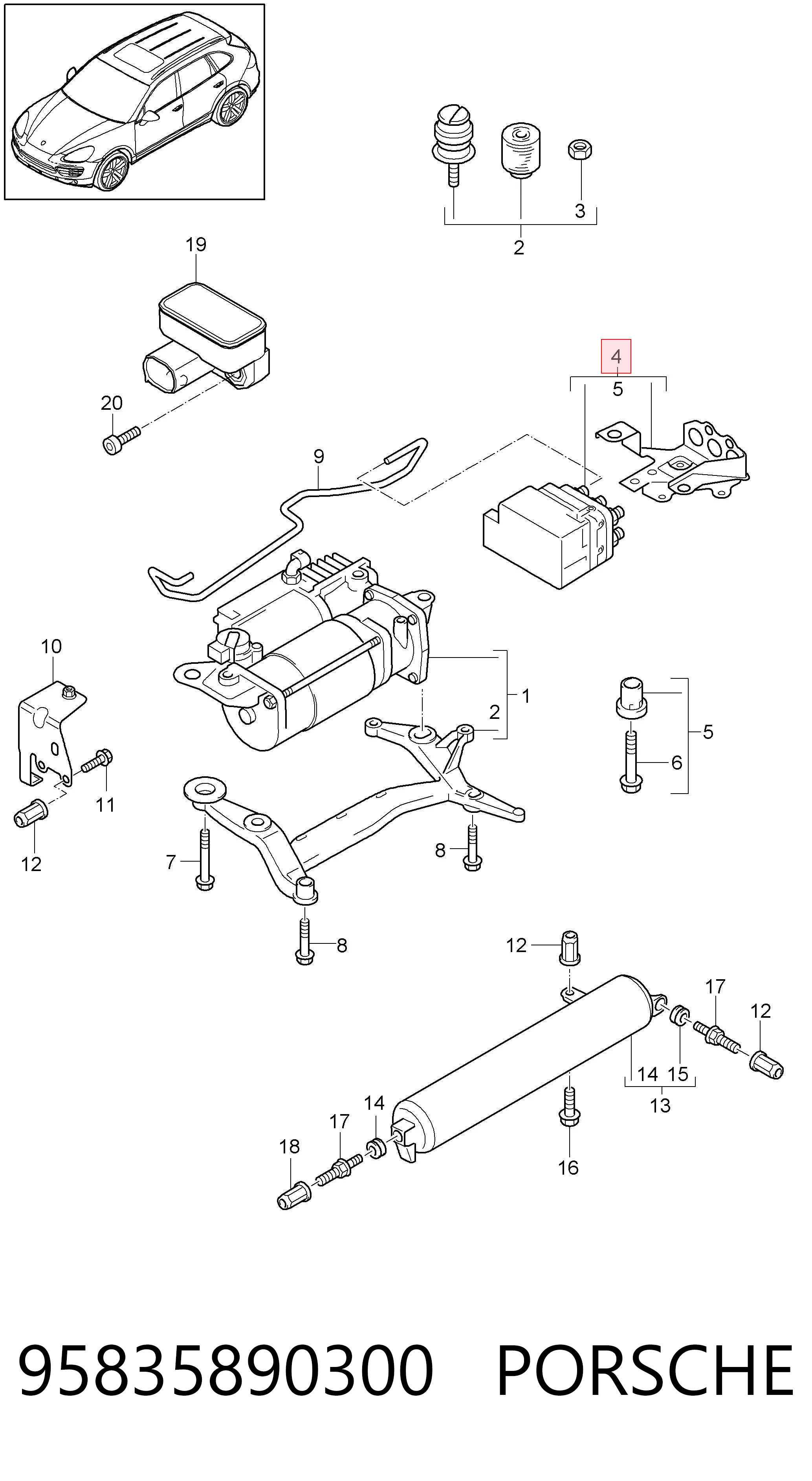 95835890300 Porsche Блок клапанов регулируемой подвески