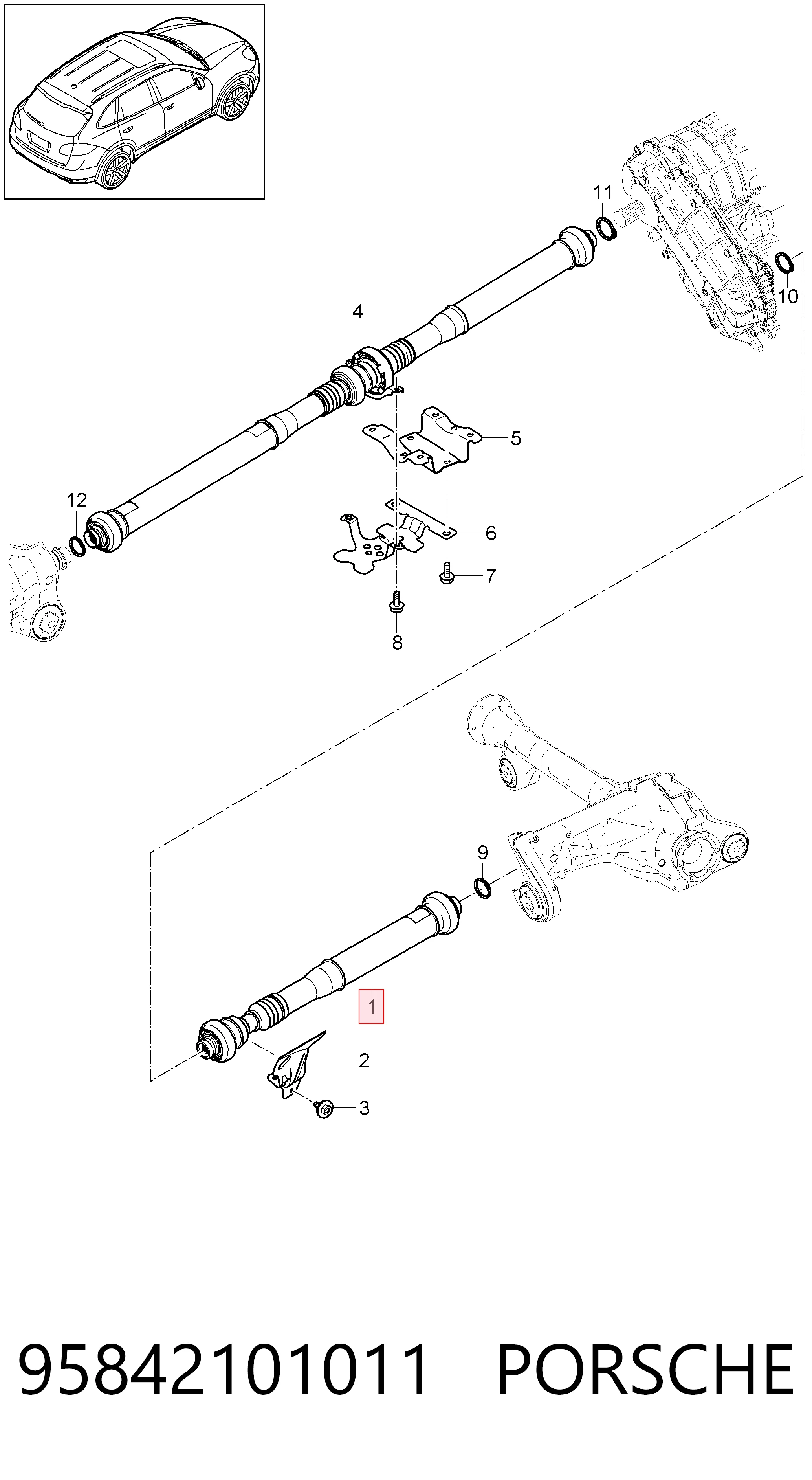 95842101011 Porsche Передний карданный вал