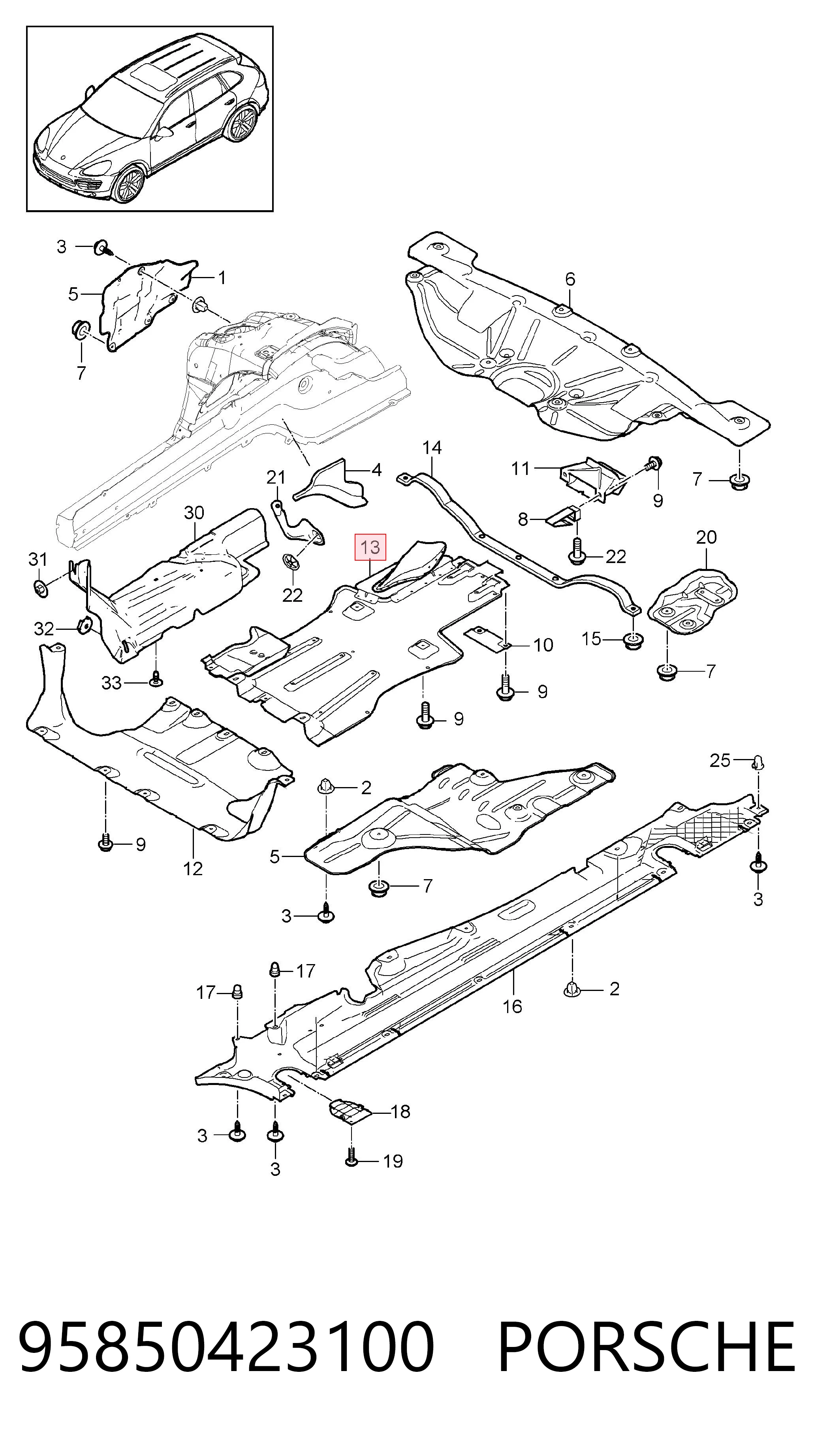 95850423100 Porsche Защита двигателя задняя