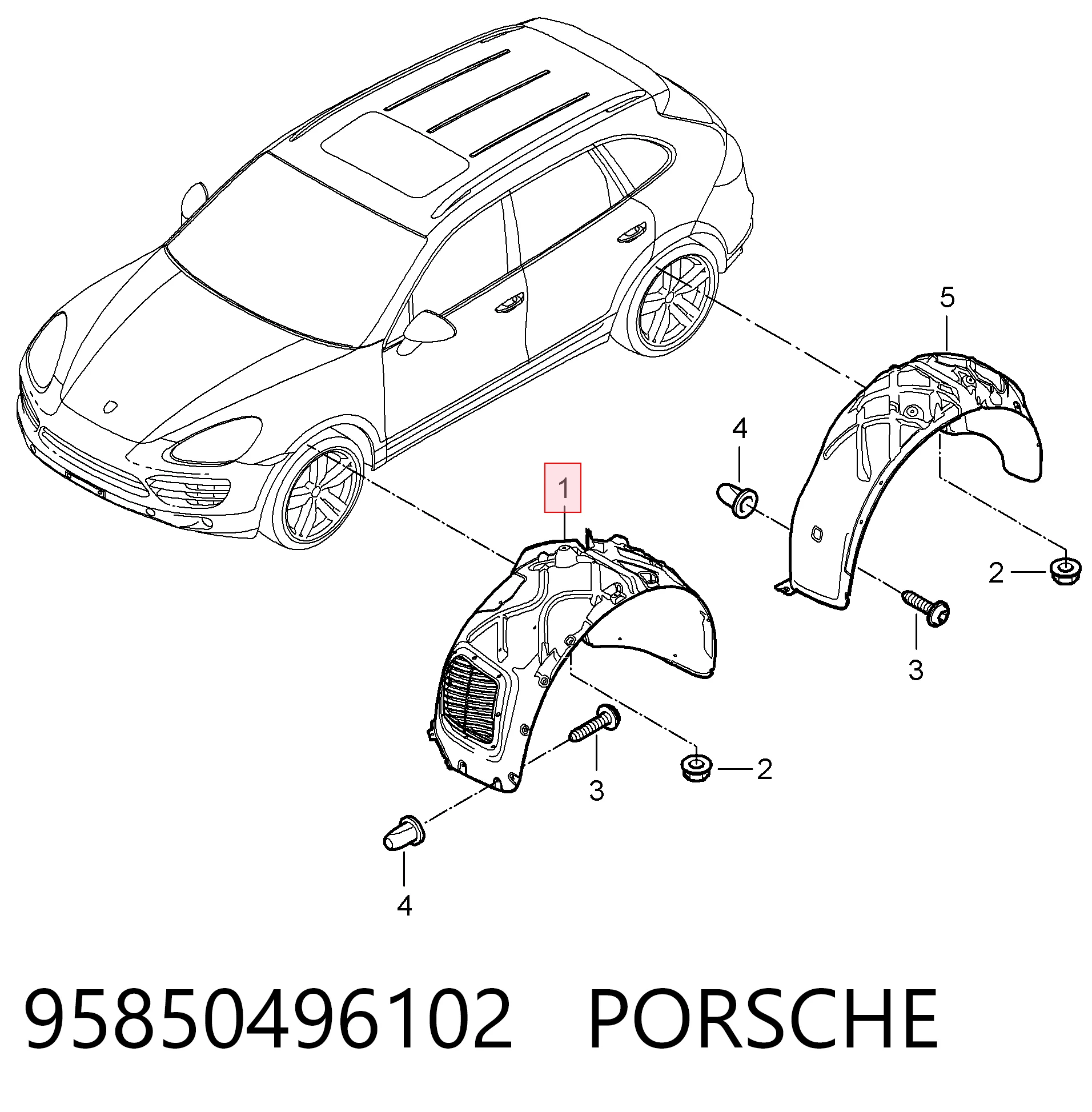  Подкрылок передний левый Porsche Cayenne 2
