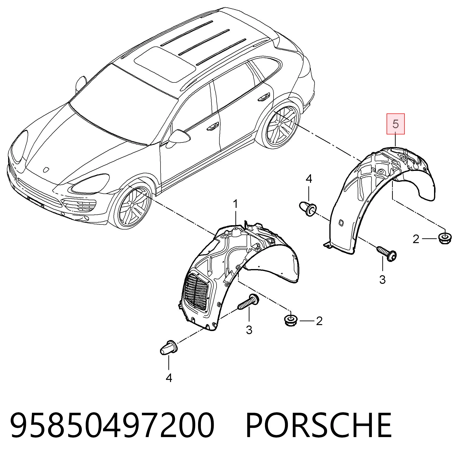 95850497200 Porsche Подкрылок крыла заднего правый