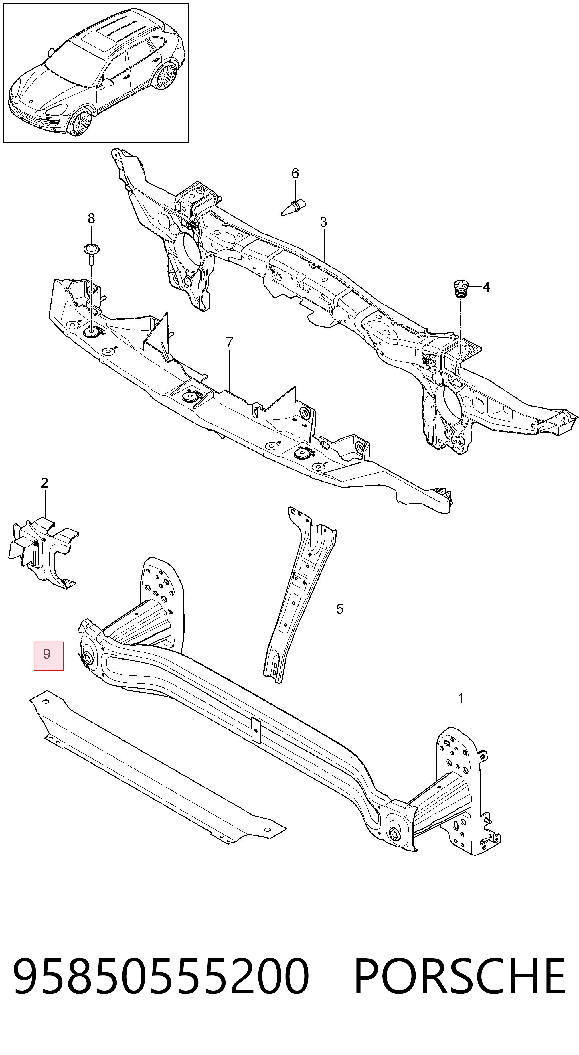 95850555200 Porsche Балка бампера переднего