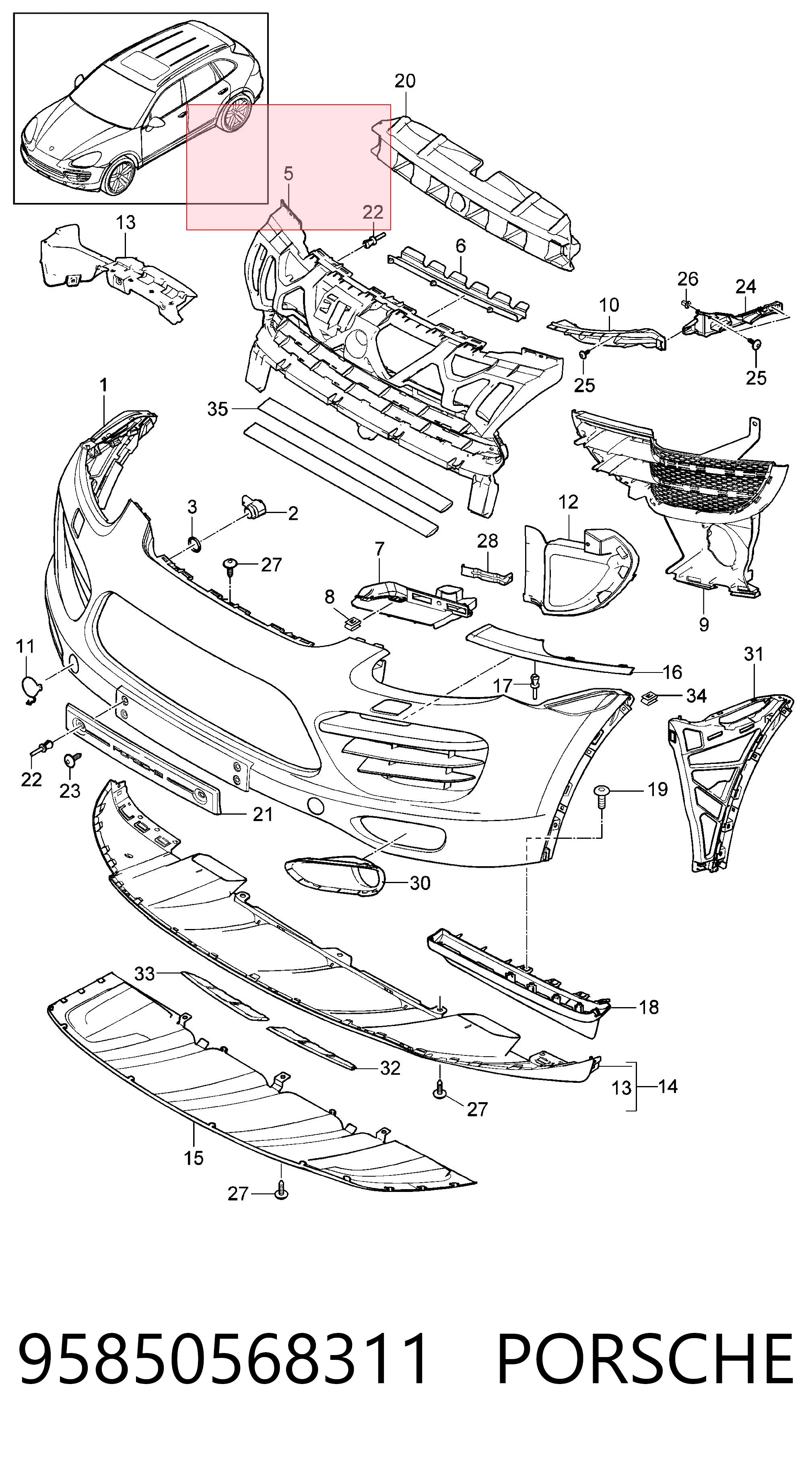 95850568311 Porsche Решетка радиатора
