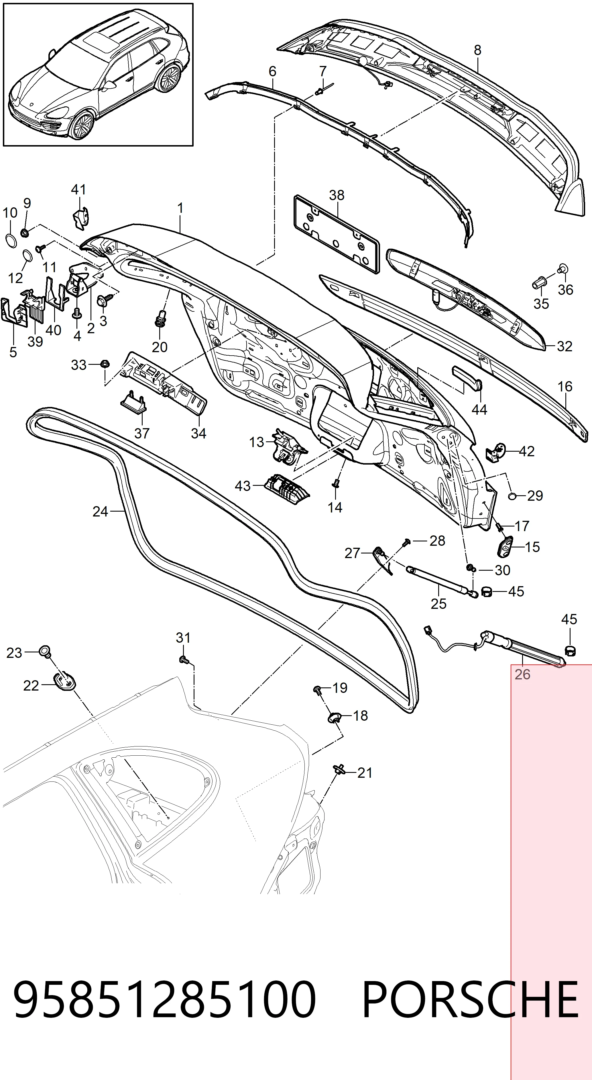 95851285100 Porsche Амортизатор крышки багажника
