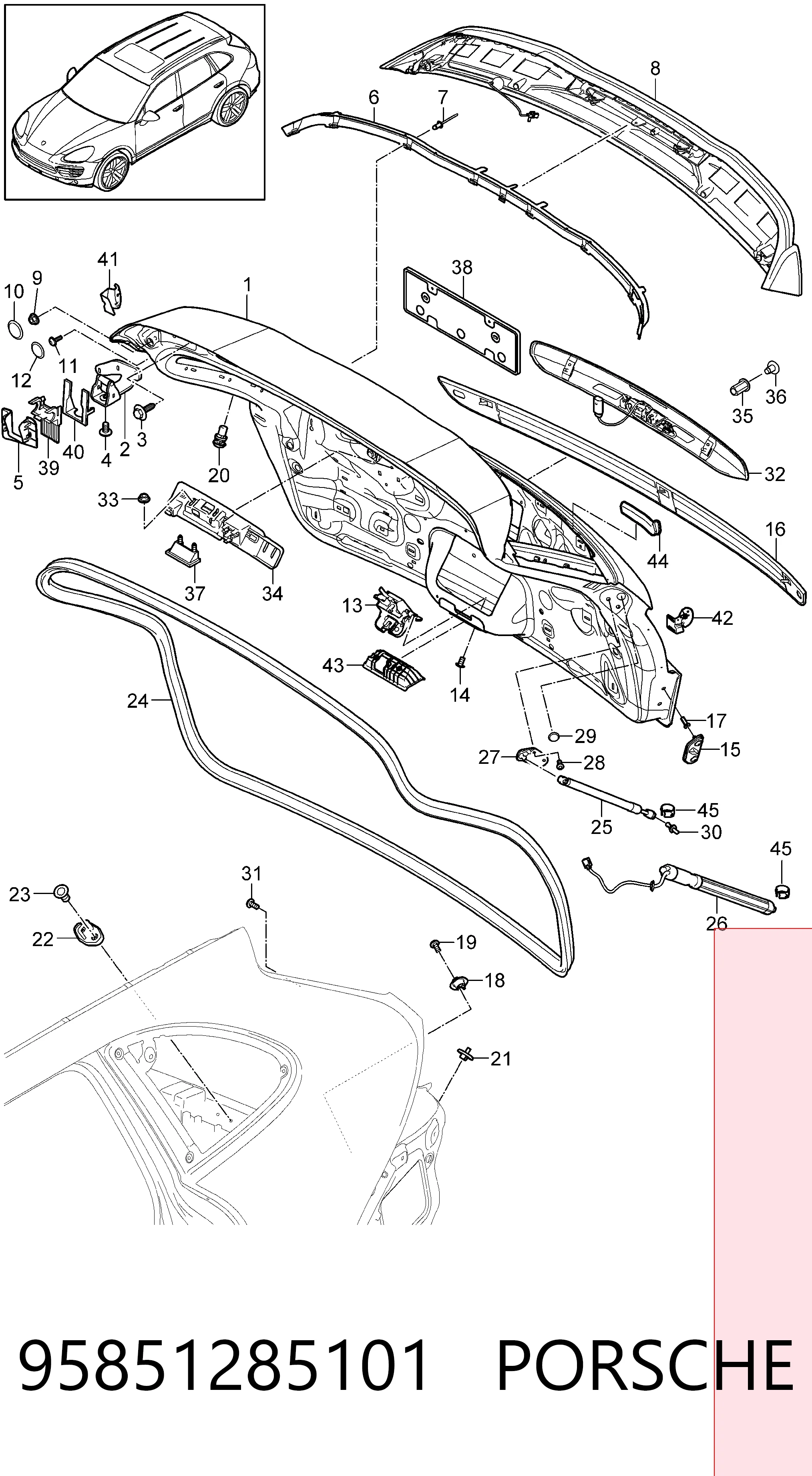 95851285101 Porsche Амортизатор крышки багажника