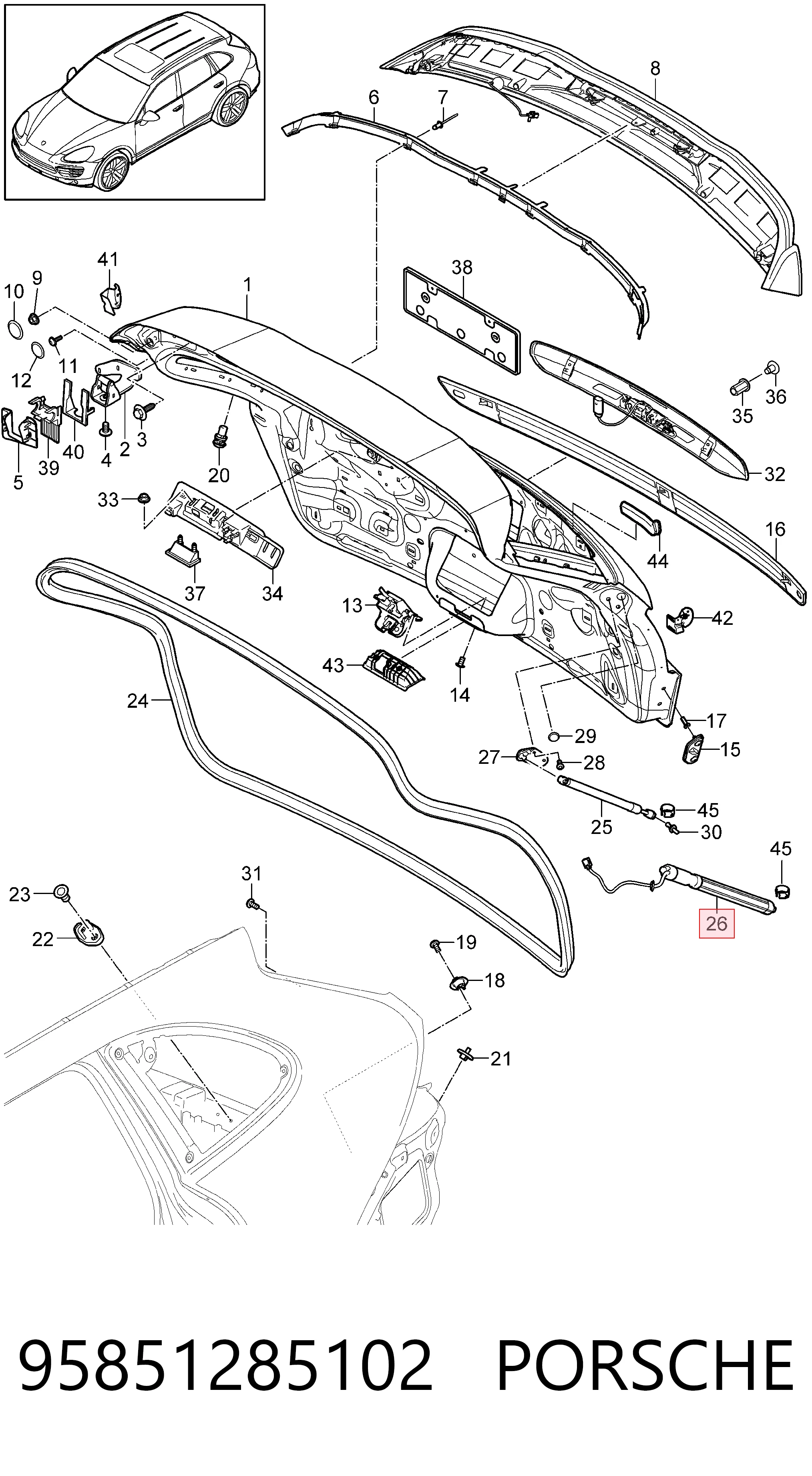 95851285102 Porsche Амортизатор крышки багажника