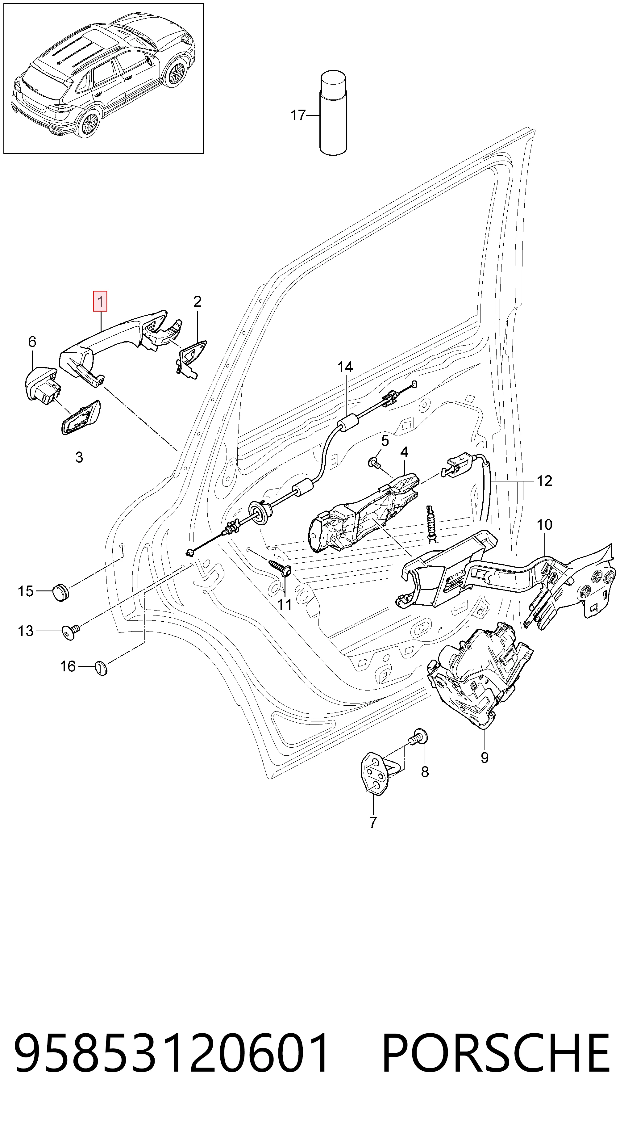 Ручка двери передней наружная правая Porsche 95853120601 цена, от 127.12 USD