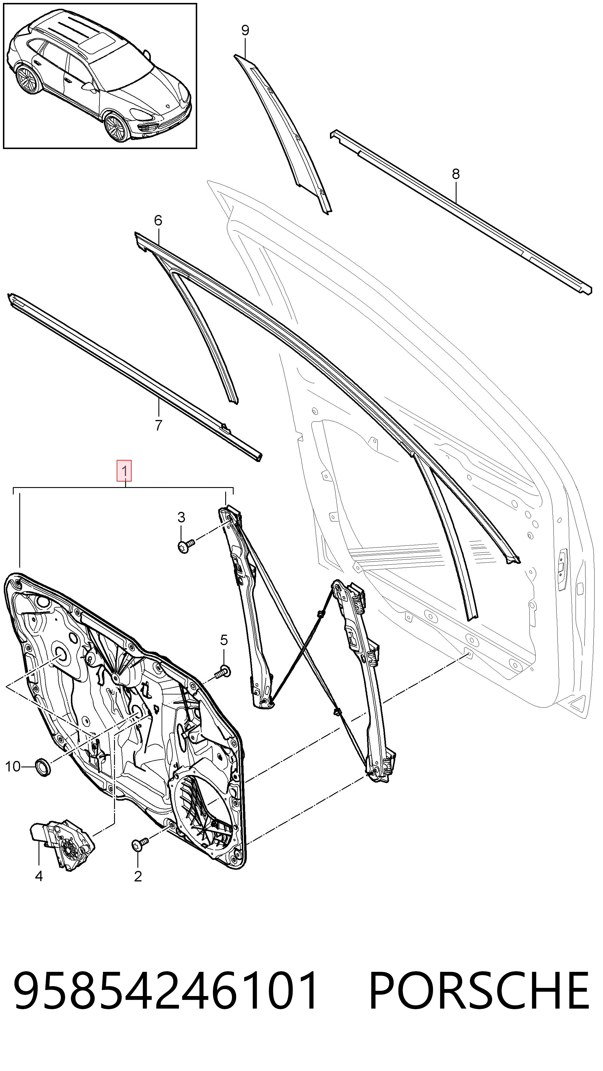 95854246101 Porsche Механизм стеклоподъемника передней левой двери