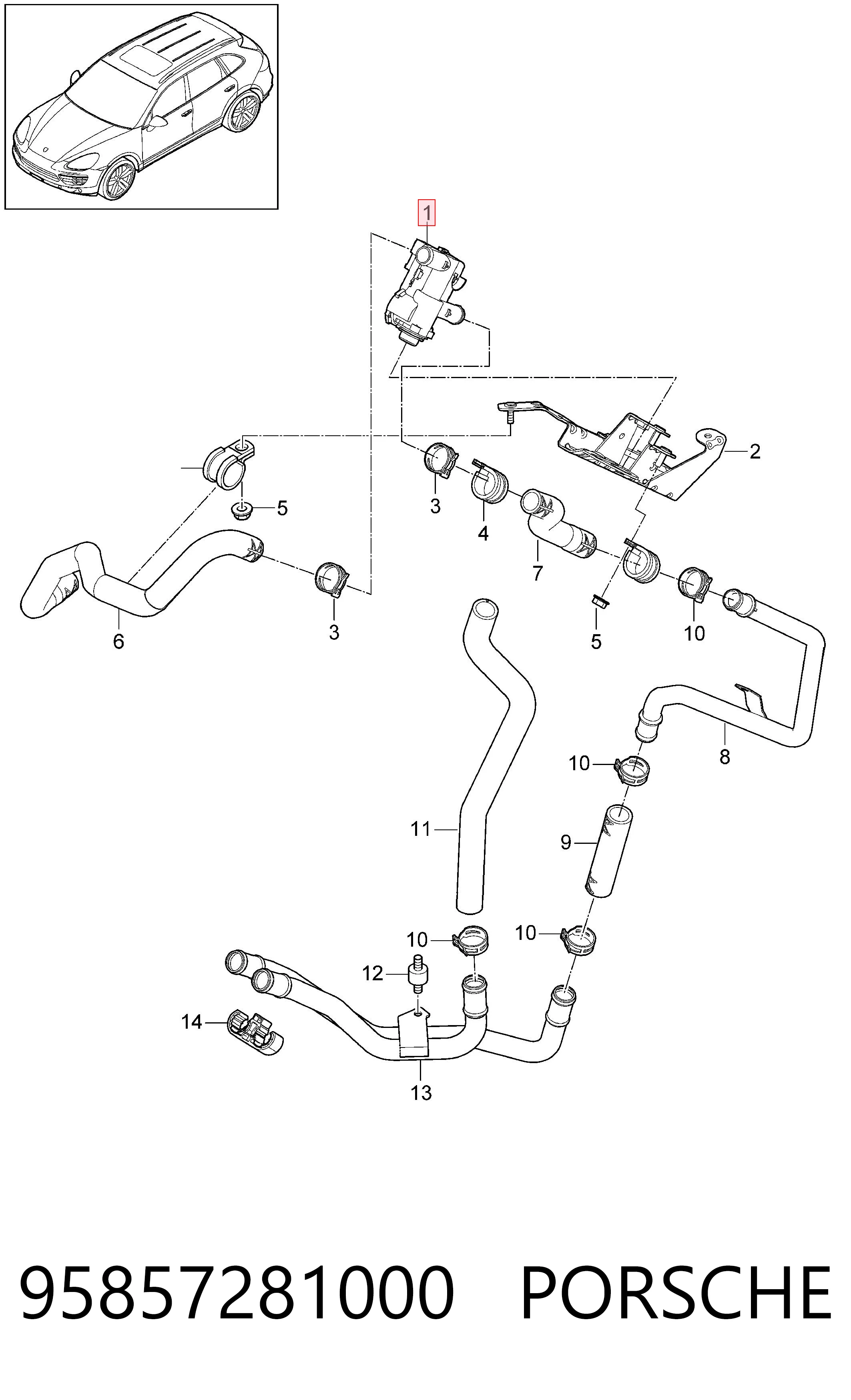 95857281000 Porsche Кран системы отопления