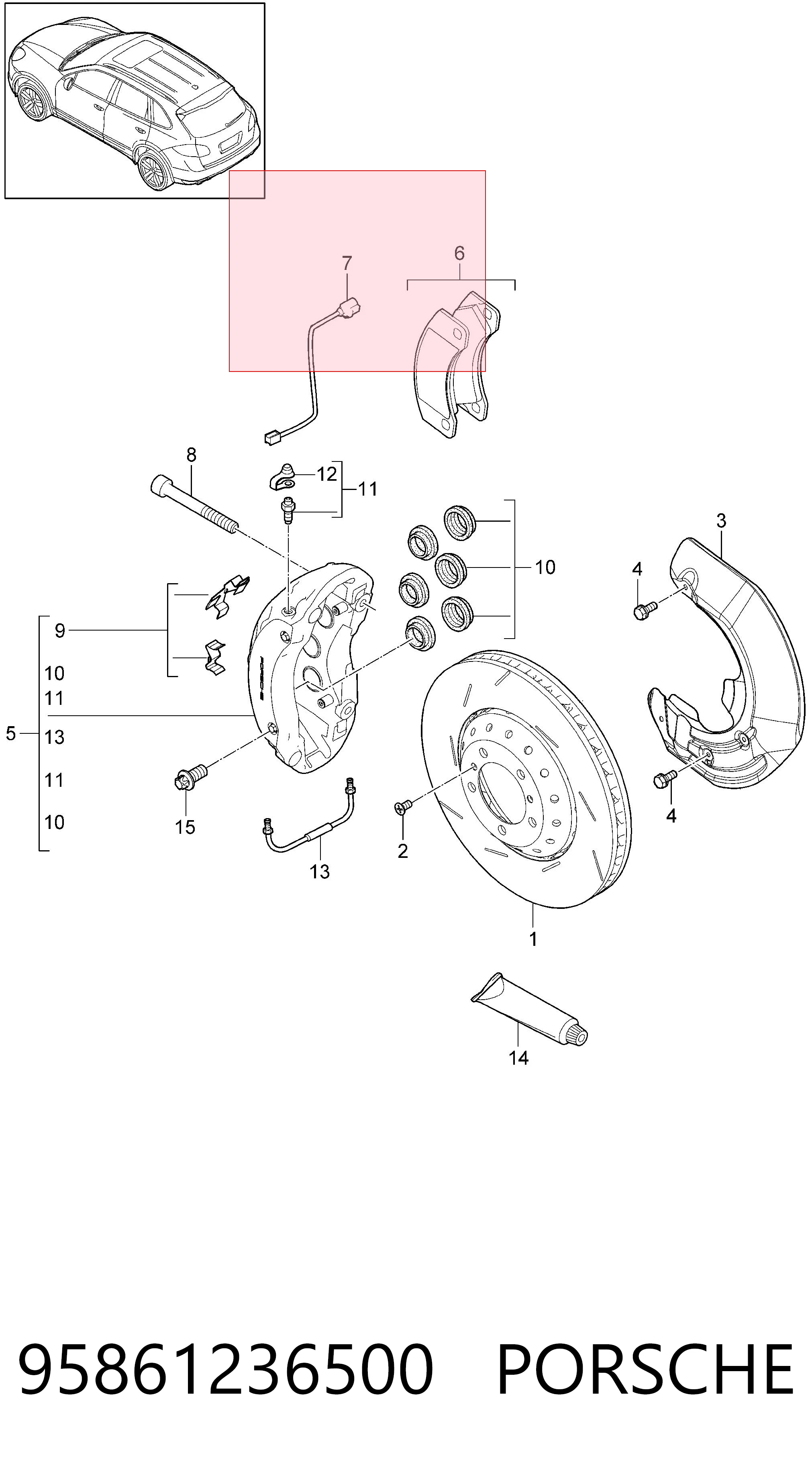 95861236500 Porsche Датчик износа тормозных колодок