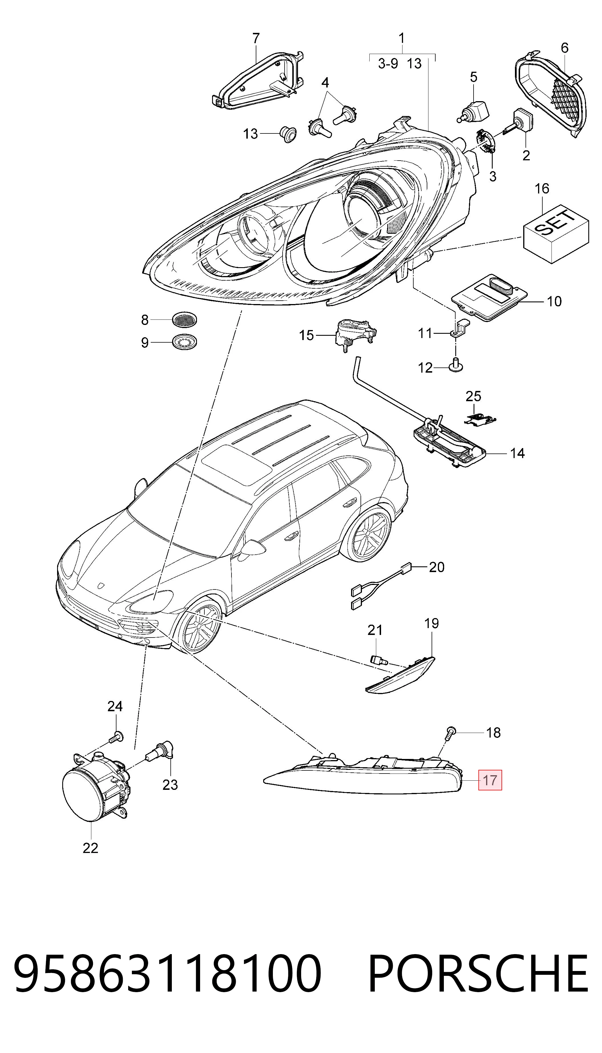 Габарит (фонарь) передний нижний левый Polcar 582219V цена, от 259.72 USD