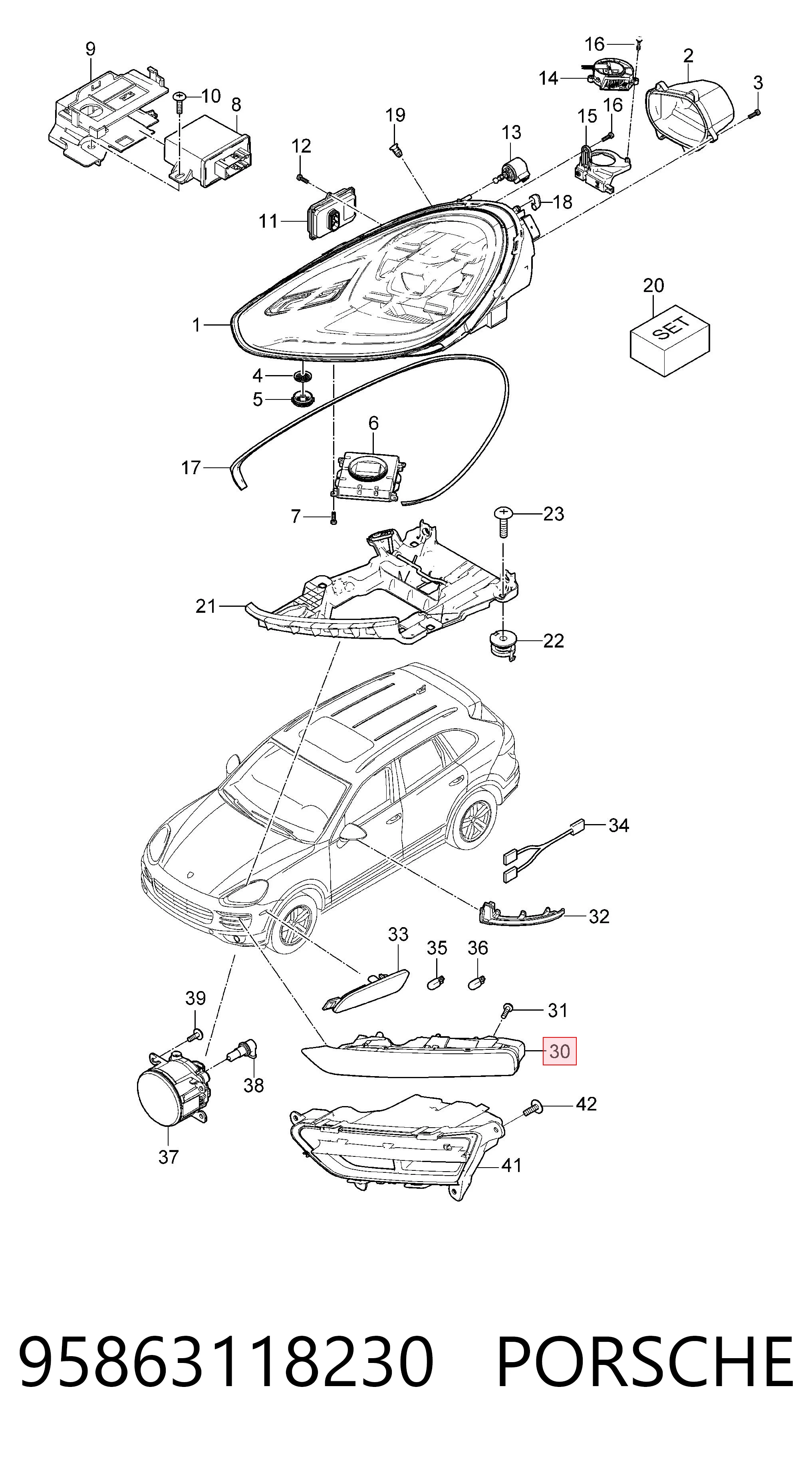 95863118230 Porsche Поворотник правый