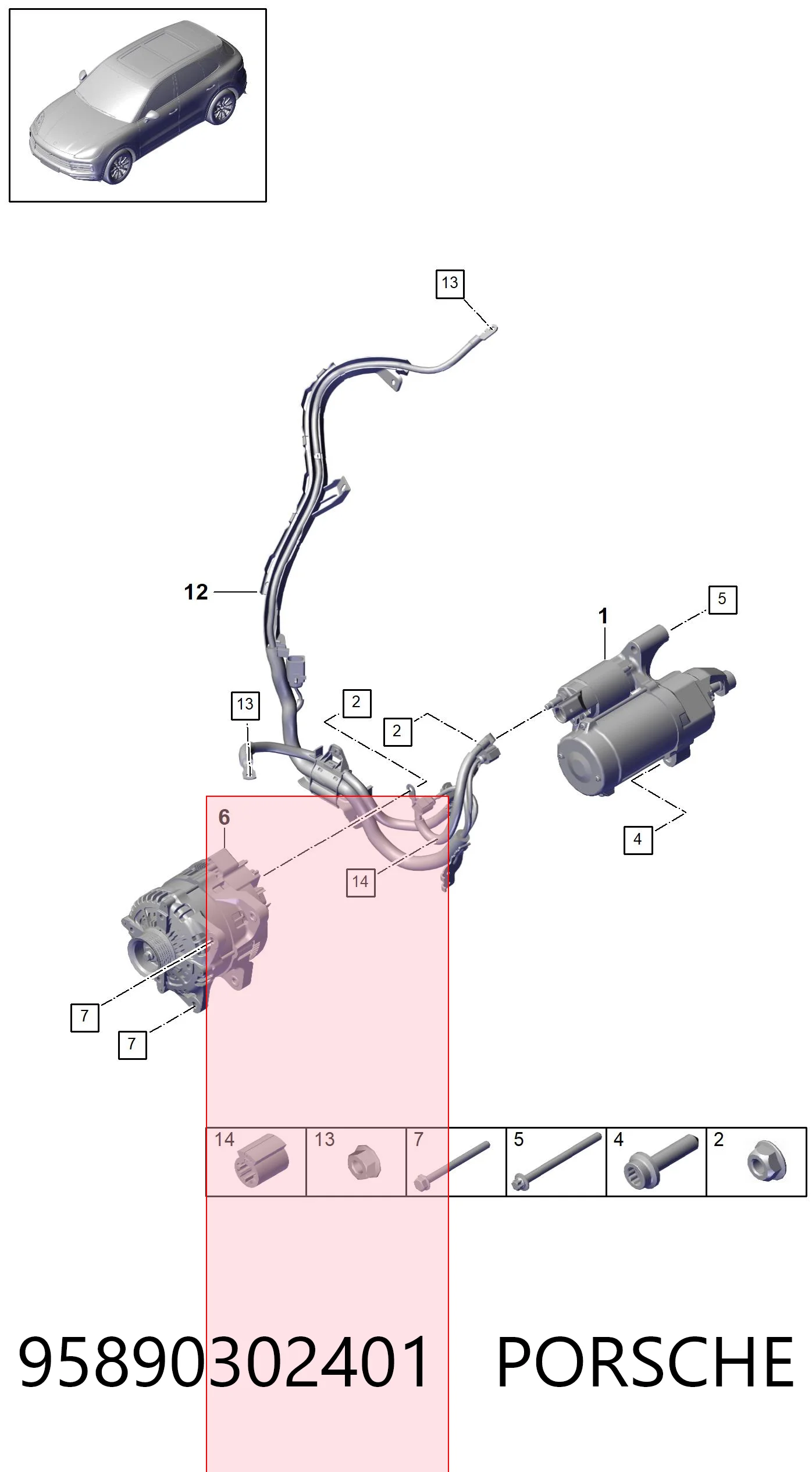 95890302401 Porsche Генератор автомобильный