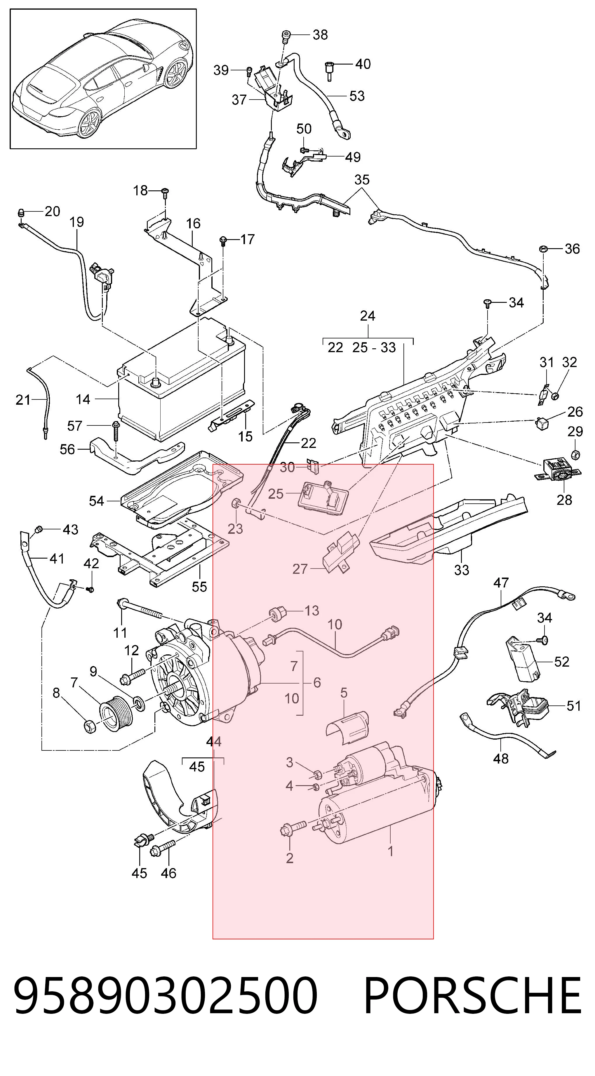 95890302500 Porsche Генератор автомобильный