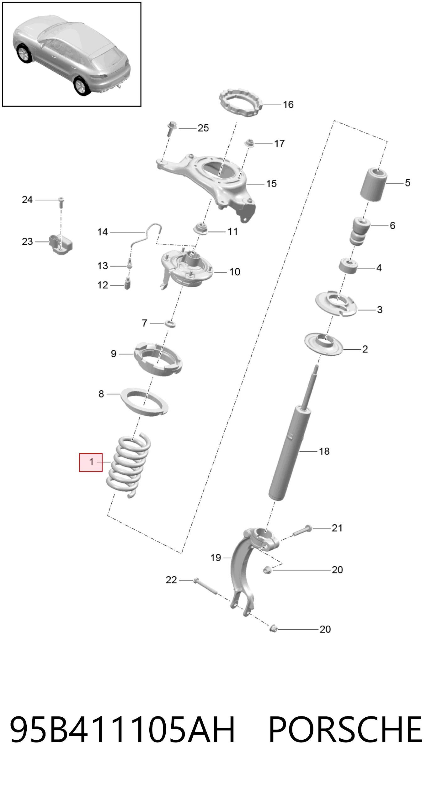 95B411105AH Porsche Пружина передней подвески