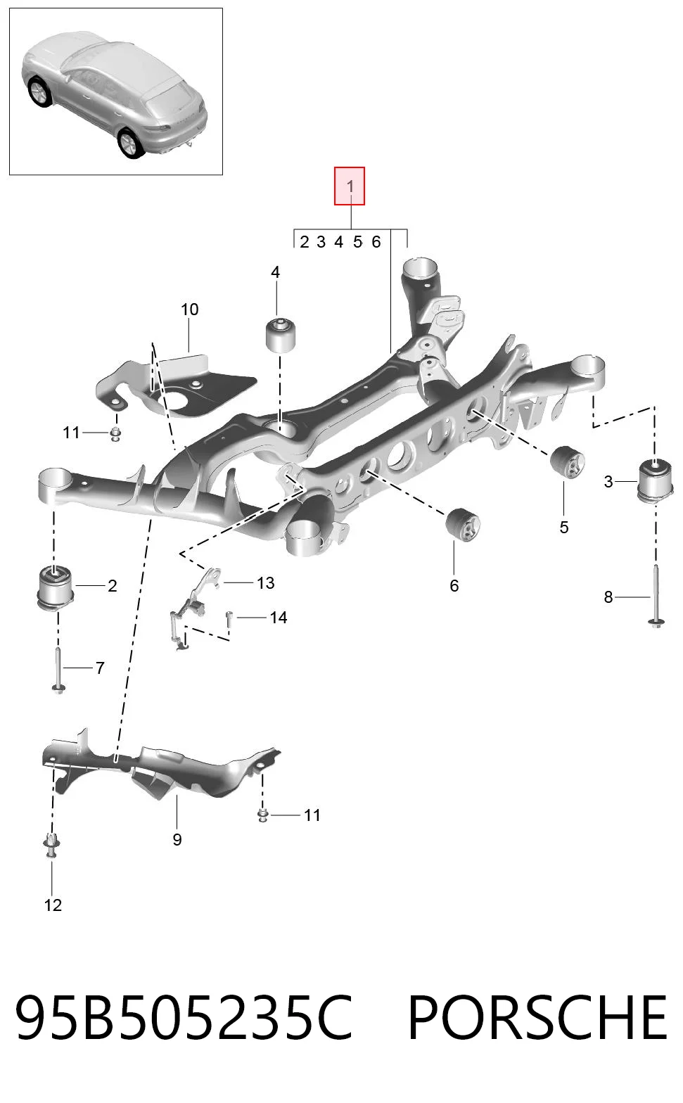 Балка задней подвески поперечная VAG 95B505235F цена, от 519.77 USD