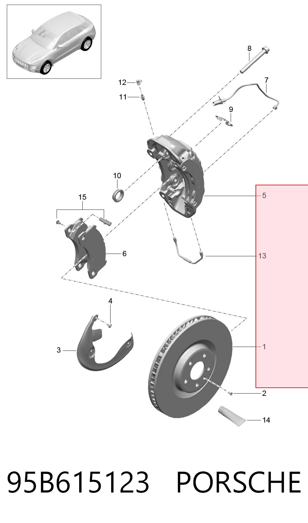 95B615123 Porsche Суппорт тормозной, передний, левый