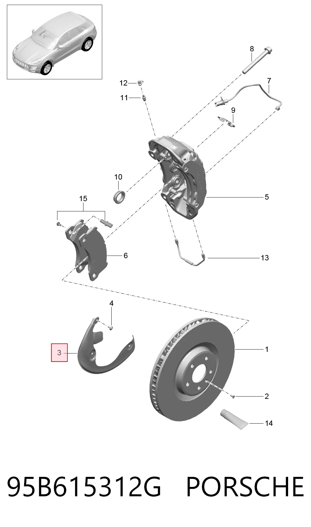 95B615312G Porsche Пыльник тормозного диска переднего