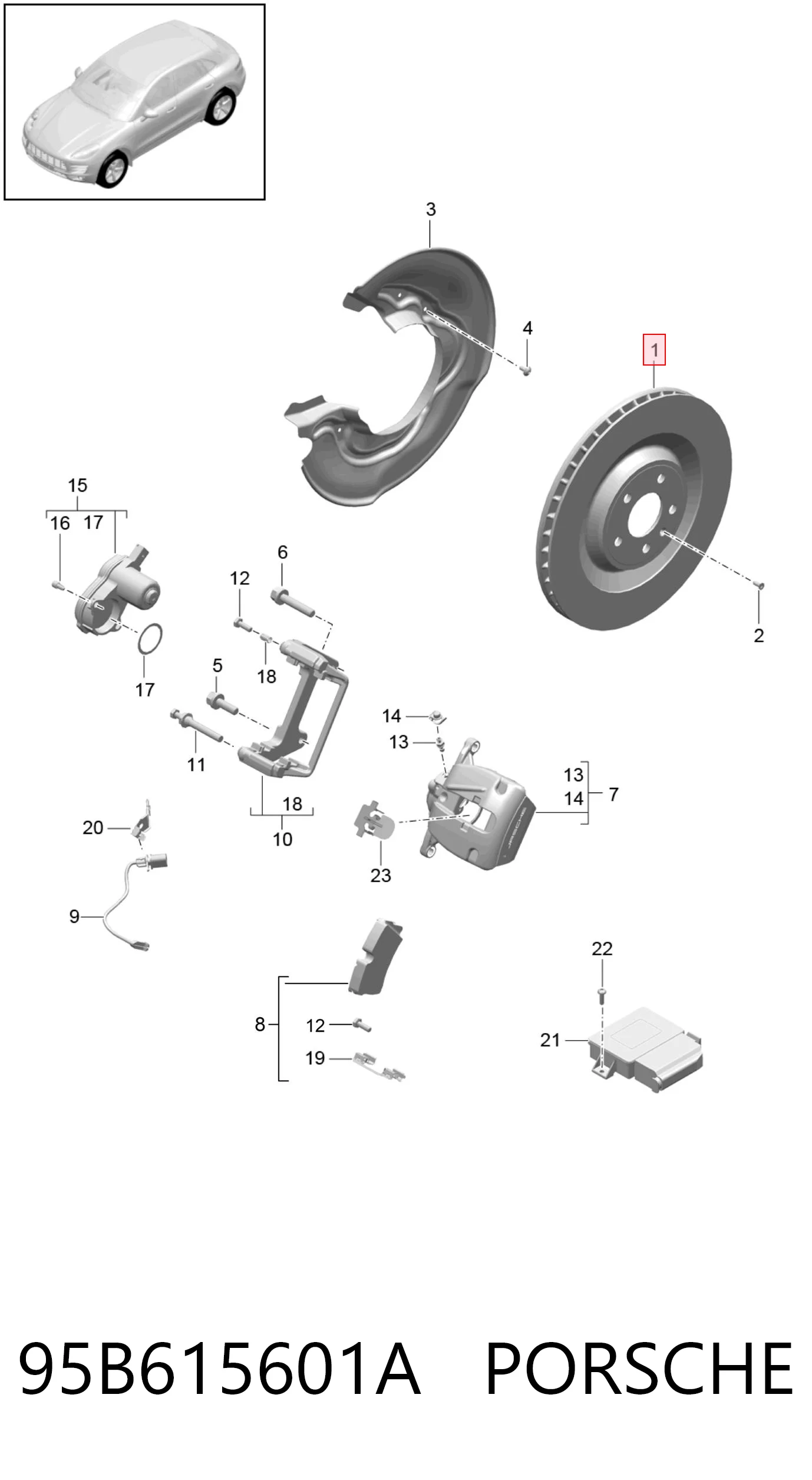 95B615601A Porsche Дисковый тормоз