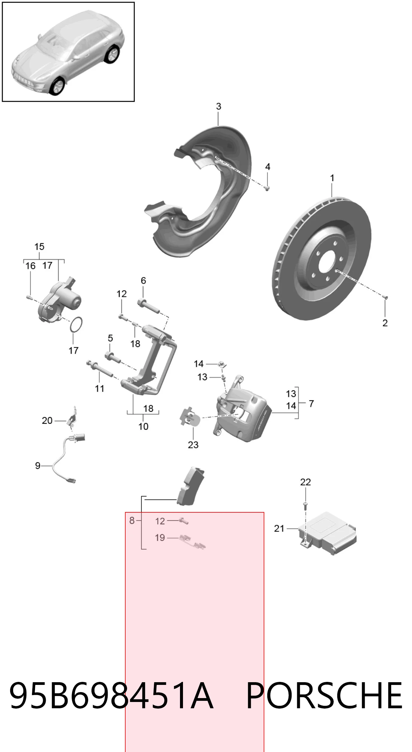 95B698451A Porsche Колодки тормозные дисковые комплект