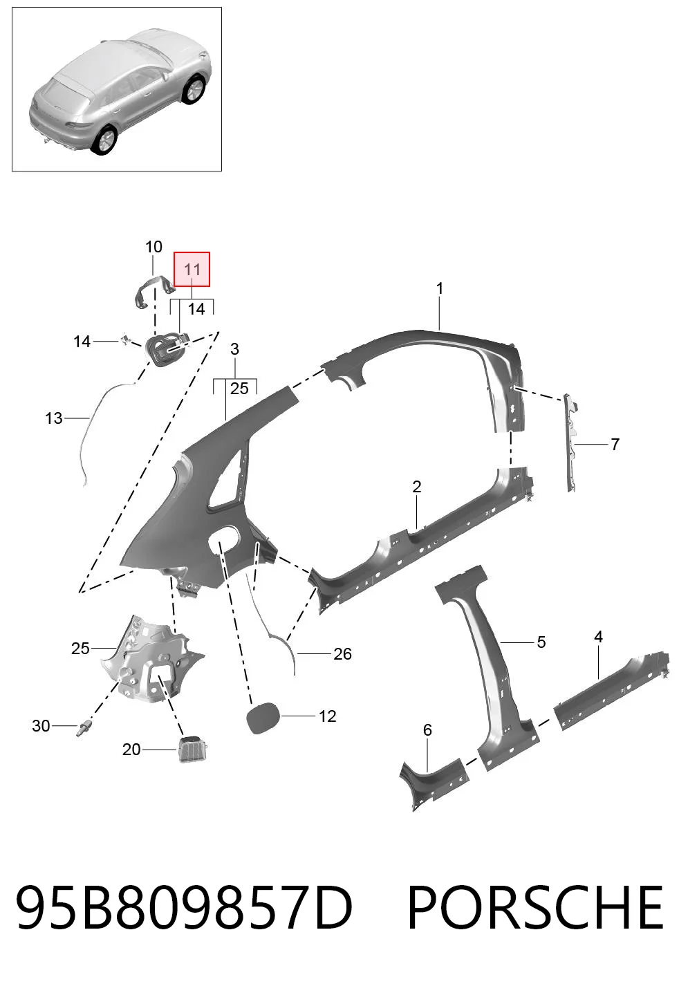 95B809857D Porsche Горловина бензобака