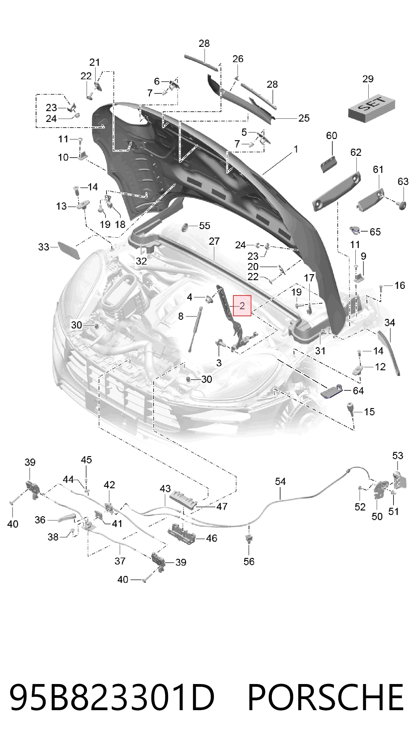 95B823301D Porsche Шарнир капота левый