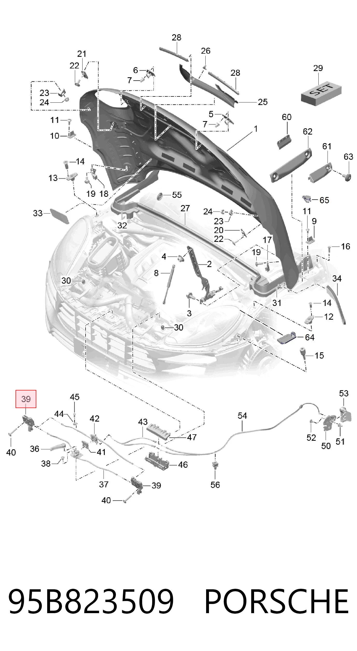 95B823509 Porsche Замок пятой двери