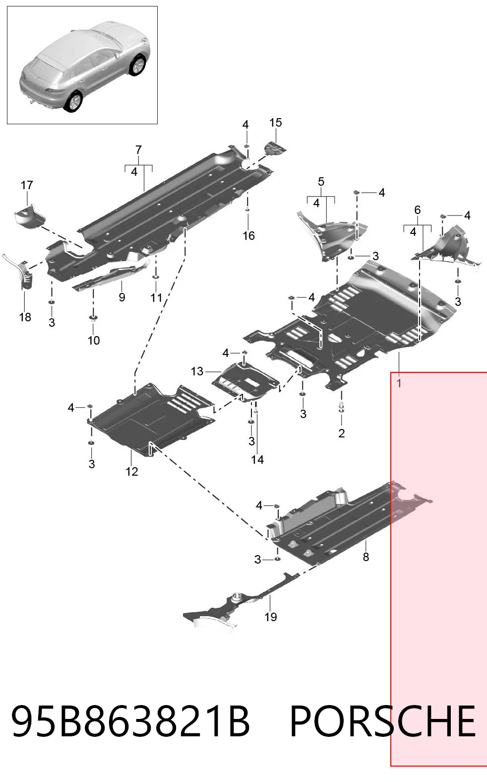 95B863821B Porsche Защита картера двигателя