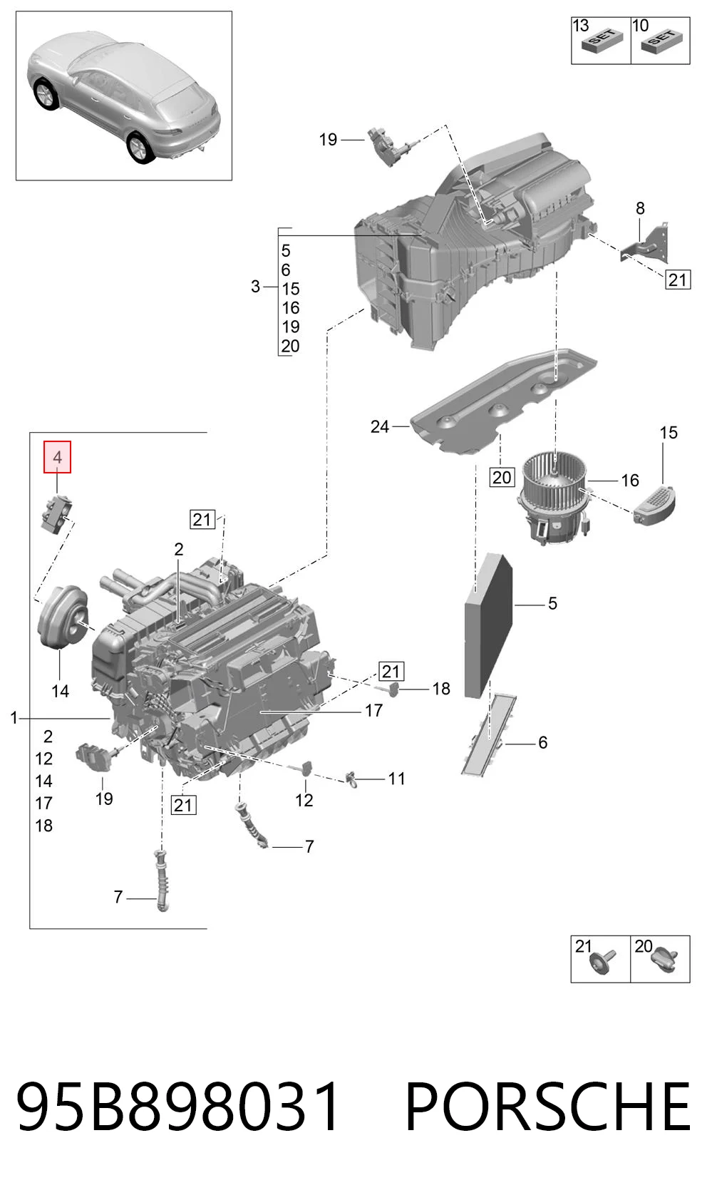 95B898031 Porsche Терморегулирующий вентиль кондиционера