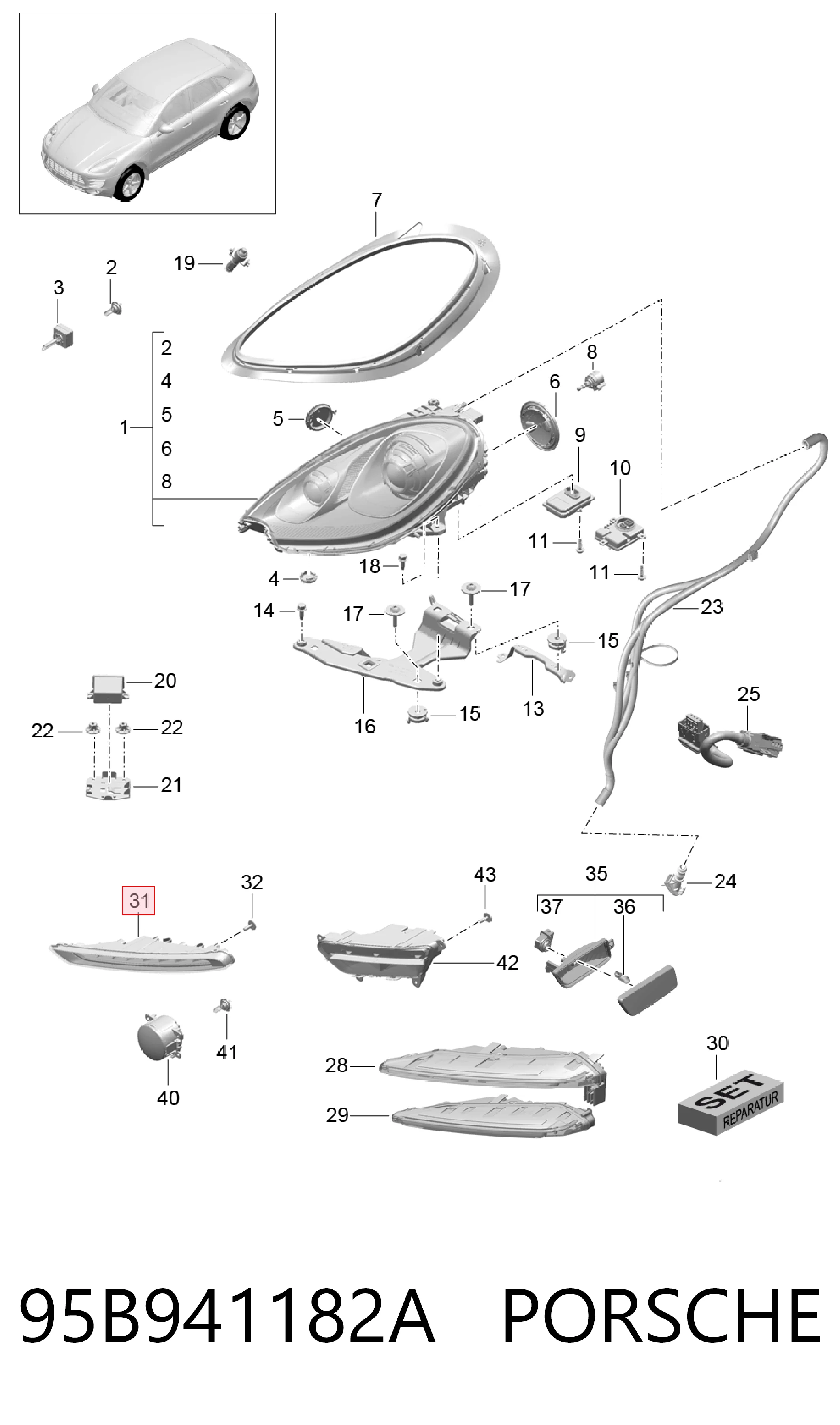 95B941182A Porsche Поворотник правый