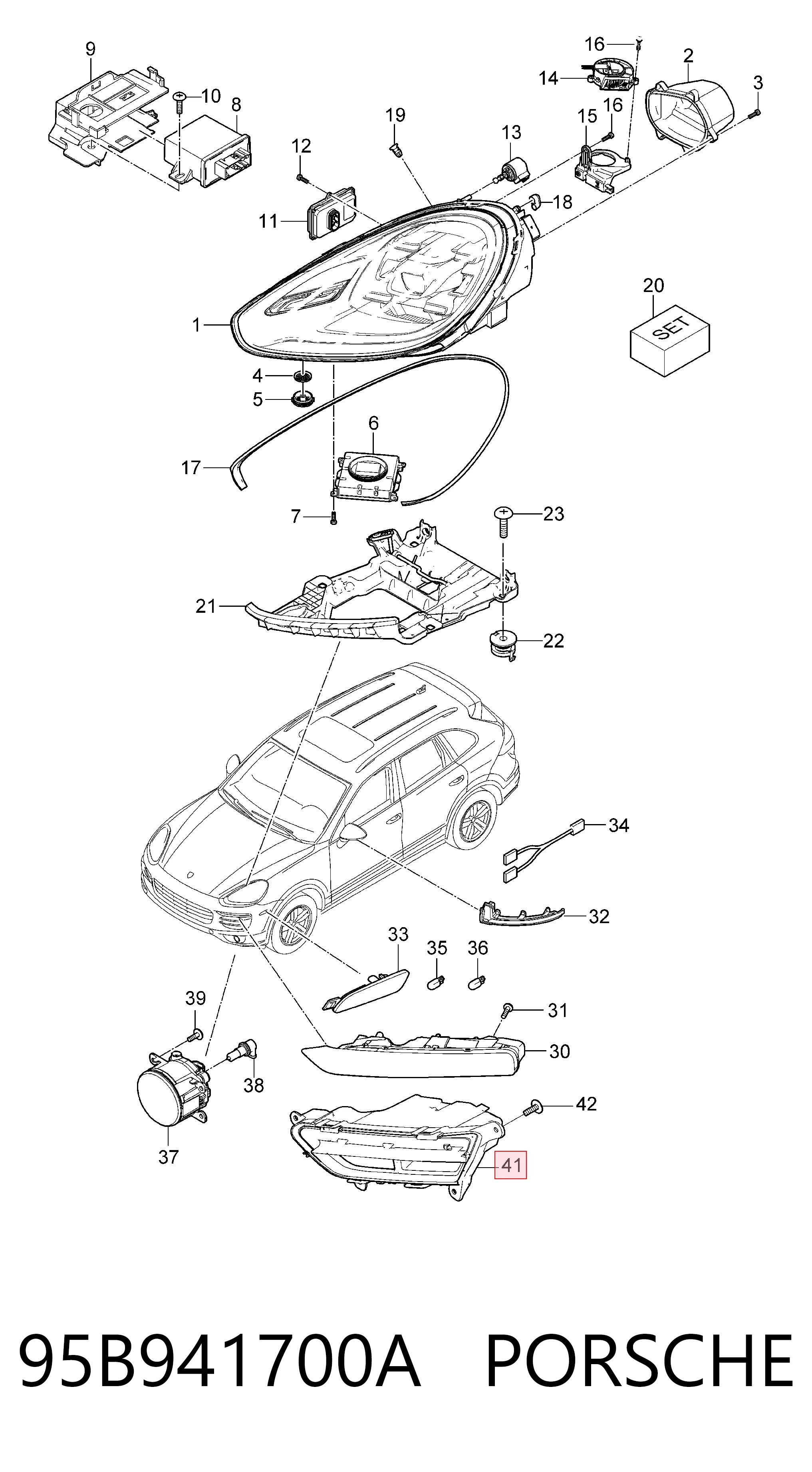 95B941700A Porsche Противотуманка правая