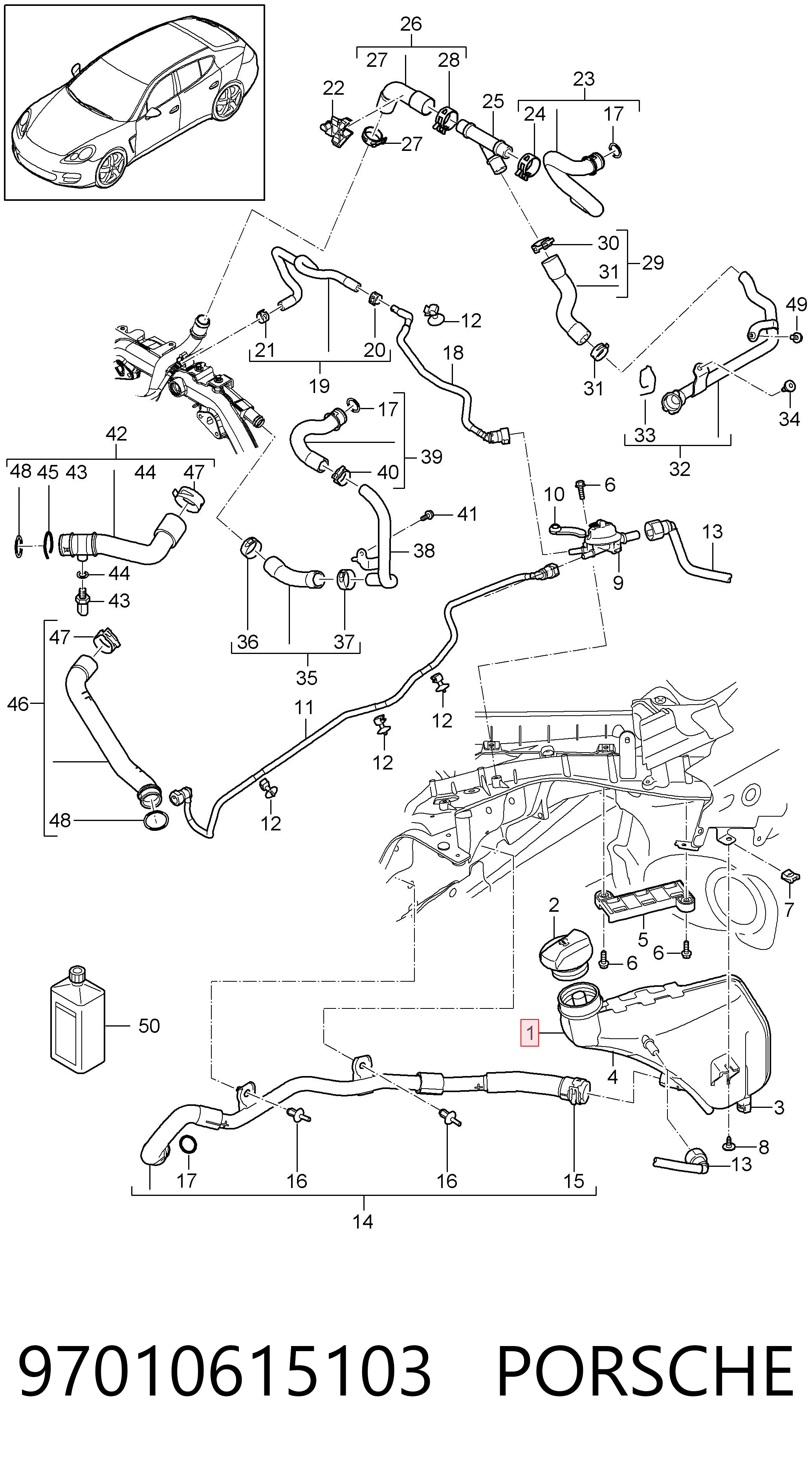 97010615103 Porsche Расширительный бачок охлаждения