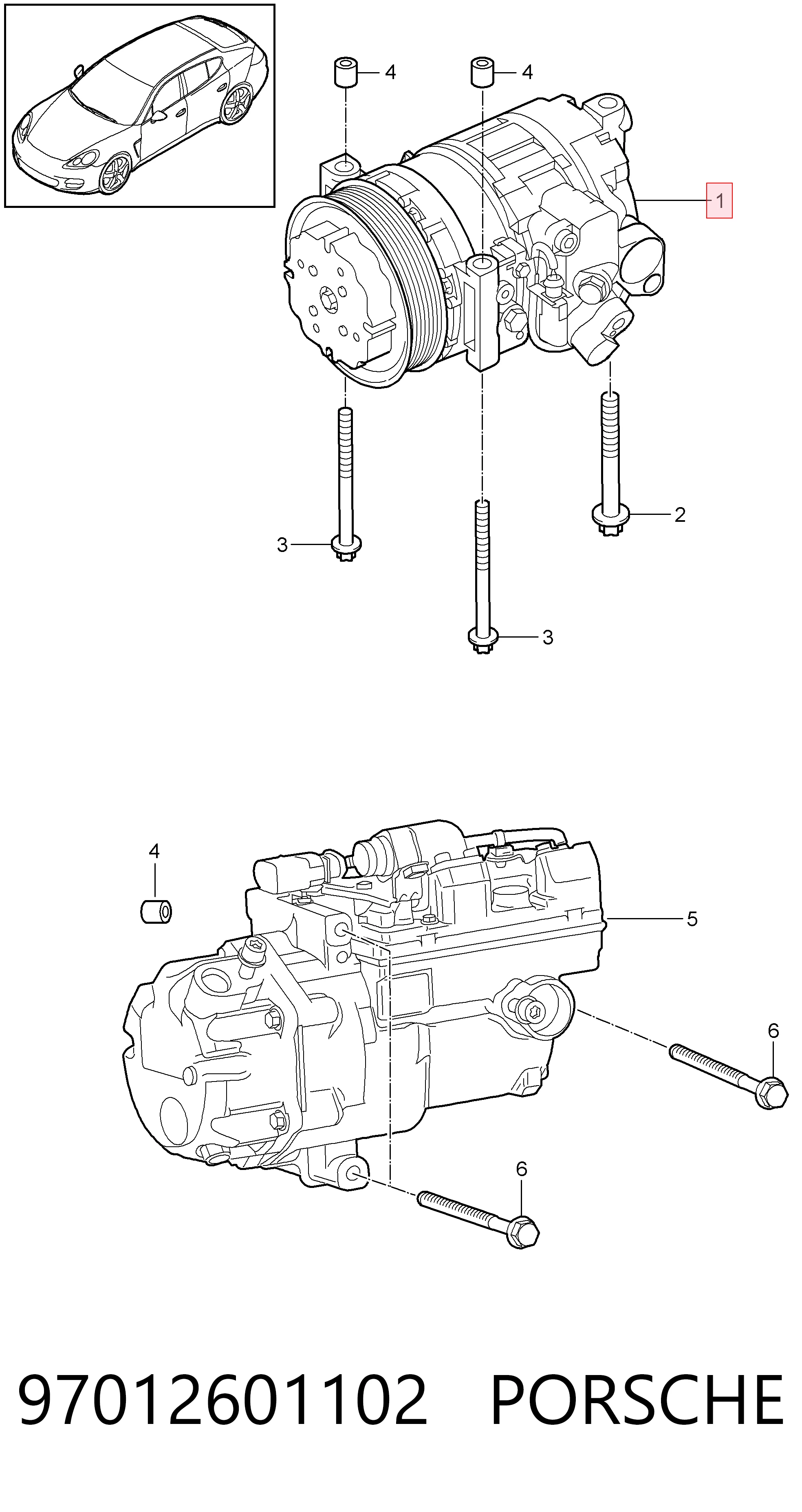 97012601102 Porsche Компрессор хладагента
