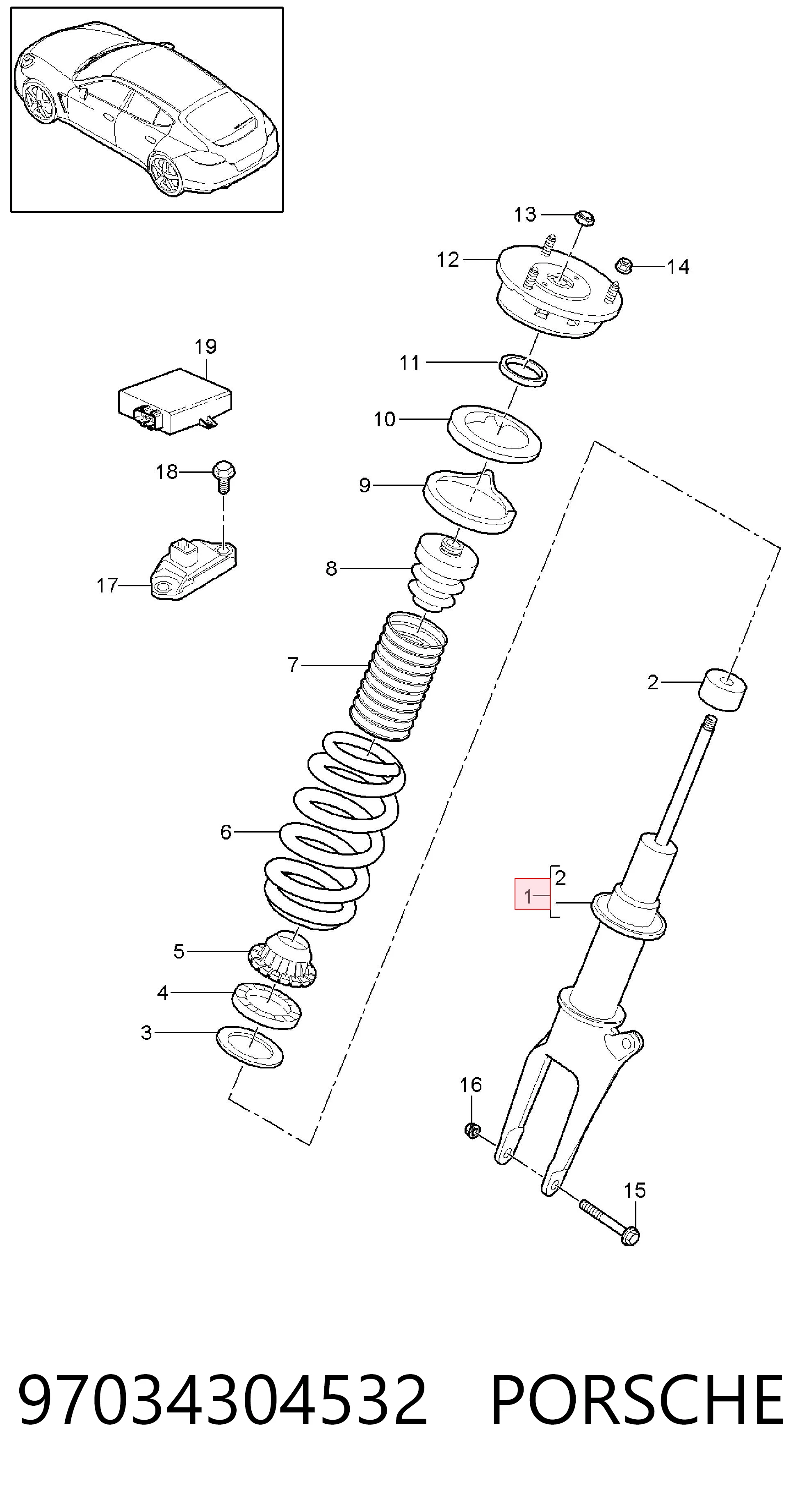 97034304532 Porsche Стойка передняя