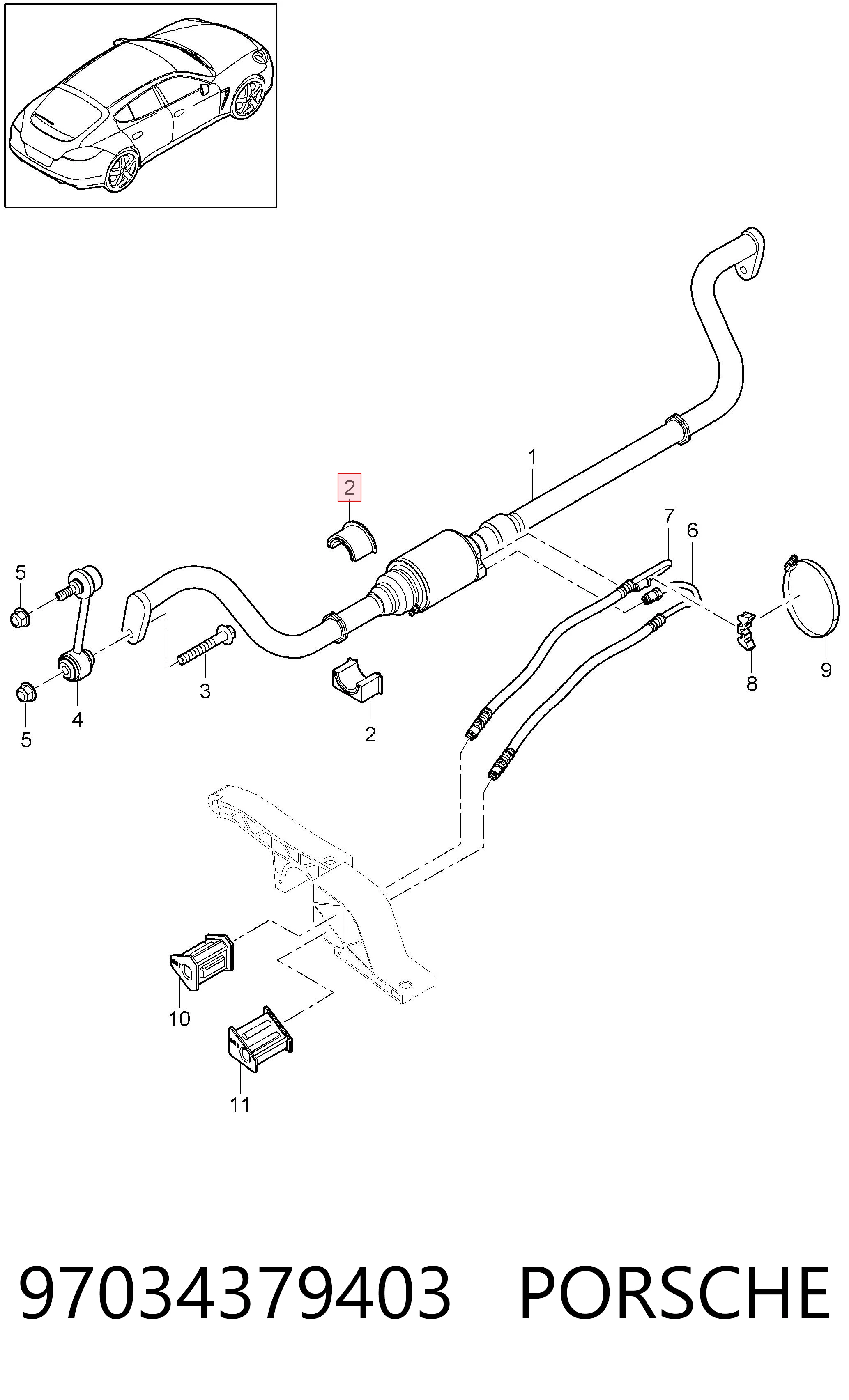 97034379403 Porsche Разрезная втулка стабилизатора