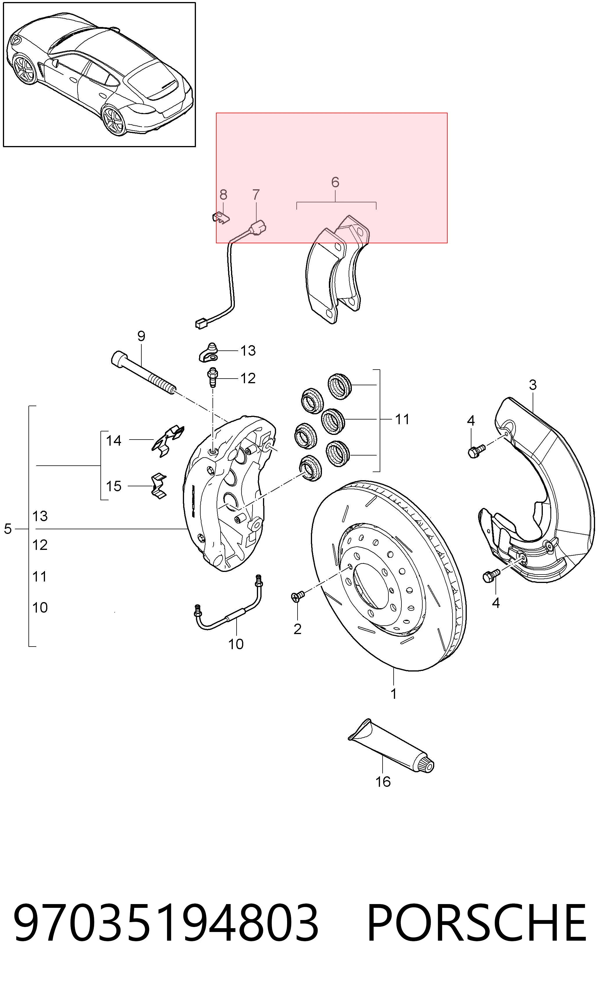 97035194803 Porsche Колодки передние